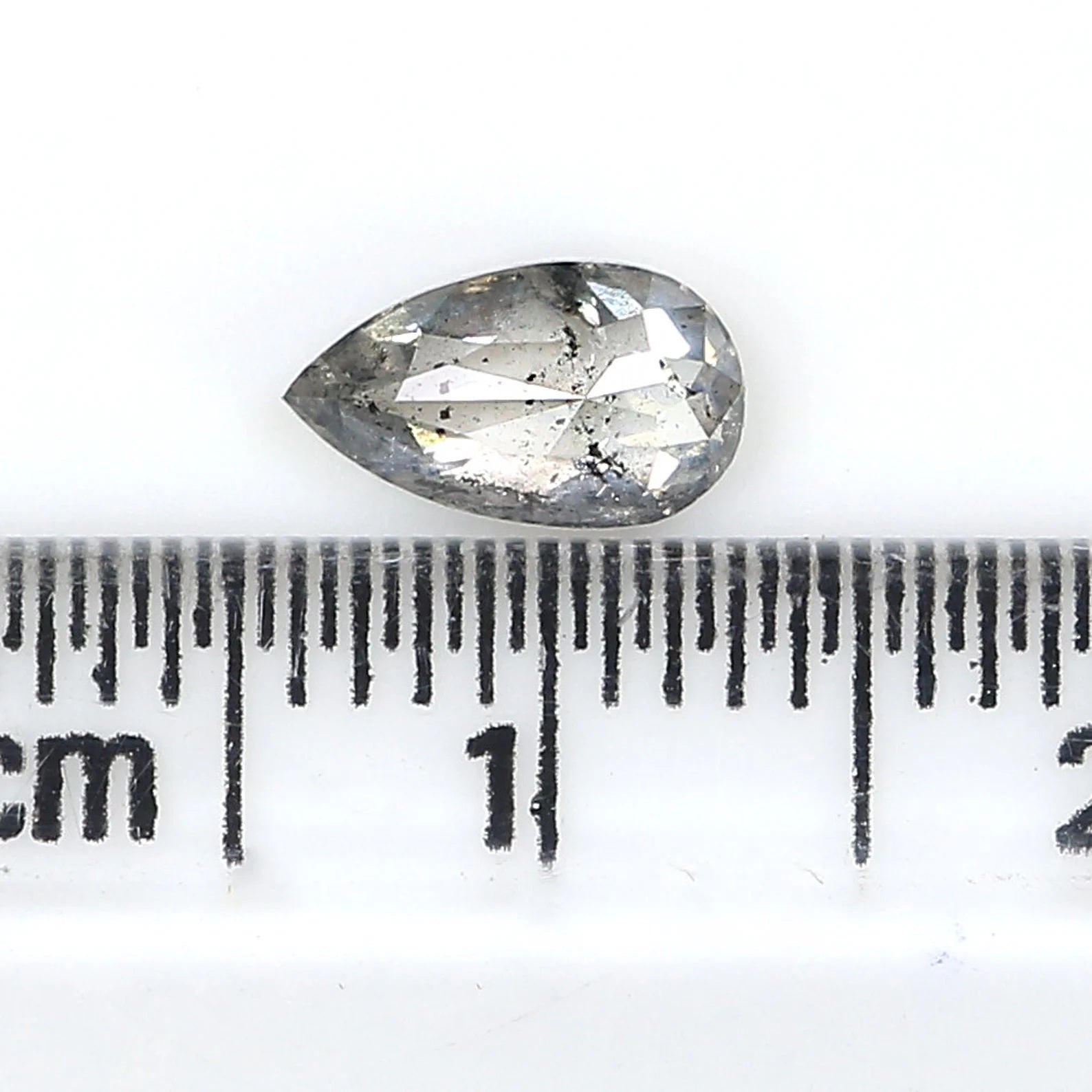 0.65 Ct Natural Loose Pear Cut Diamond Salt And Pepper Pear Diamond 7.40 MM Natural Diamond Black Grey Color Pear Rose Cut Diamond NQ2513