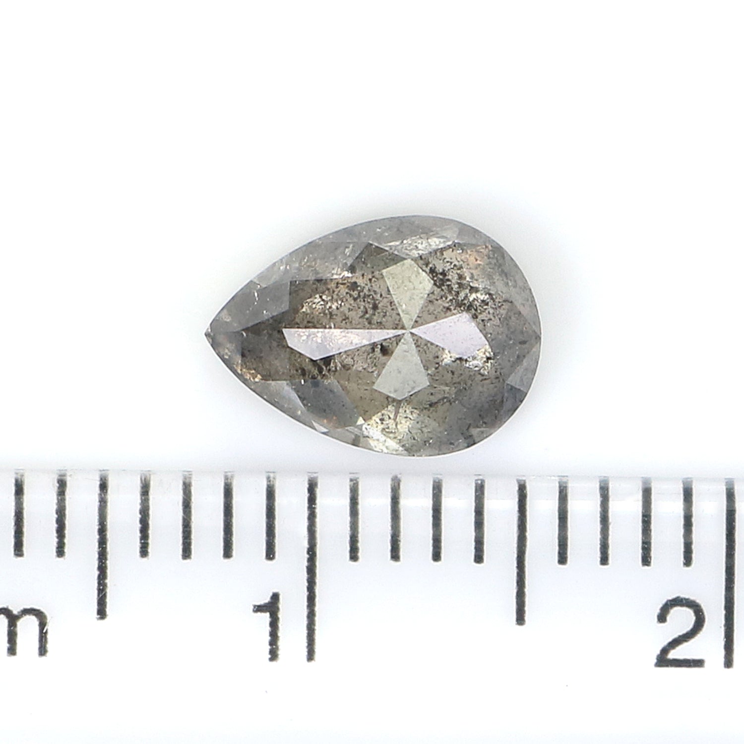 1.38 CT Natural Loose Pear Shape Diamond Salt And Pepper Pear Diamond 8.00 MM Natural Loose Black Grey Color Pear Rose Cut Diamond L3506