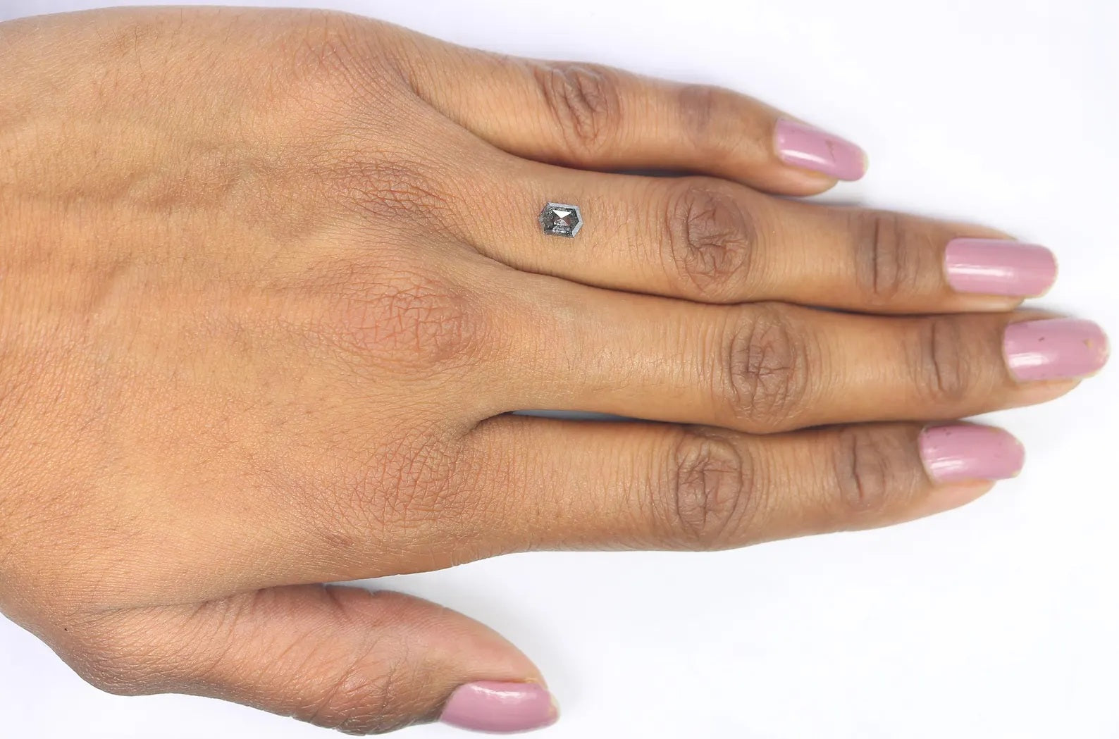 0.57 CT Natural Loose Hexagon Shape Diamond Salt And Pepper Hexagon Diamond 5.80 MM Natural Black Grey Color Hexagon Rose Cut Diamond QN1254