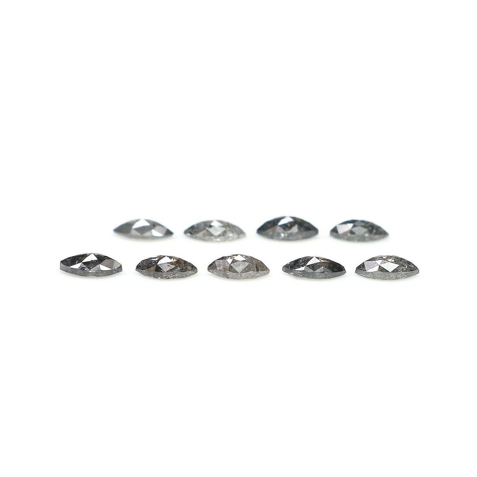 0.80 CT Natural Loose Marquise Shape Diamond Salt And Pepper Marquise Diamond 3.90 MM Black Grey Color Marquise Rose Cut Diamond NQ1599