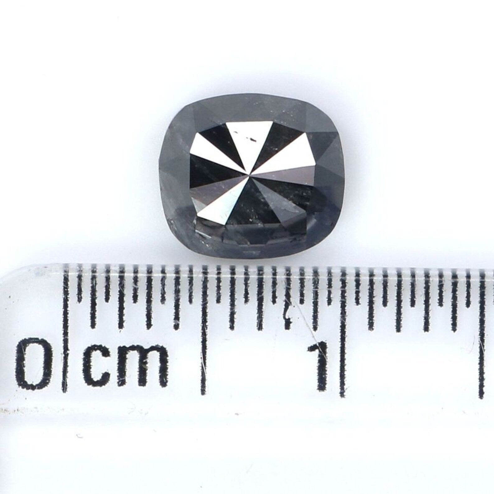 1.24 CT Natural Loose Cushion Diamond Salt And Pepper Diamond 6.70 MM Natural Loose Black Grey Diamond Cushion Rose Cut Diamond NQ9036