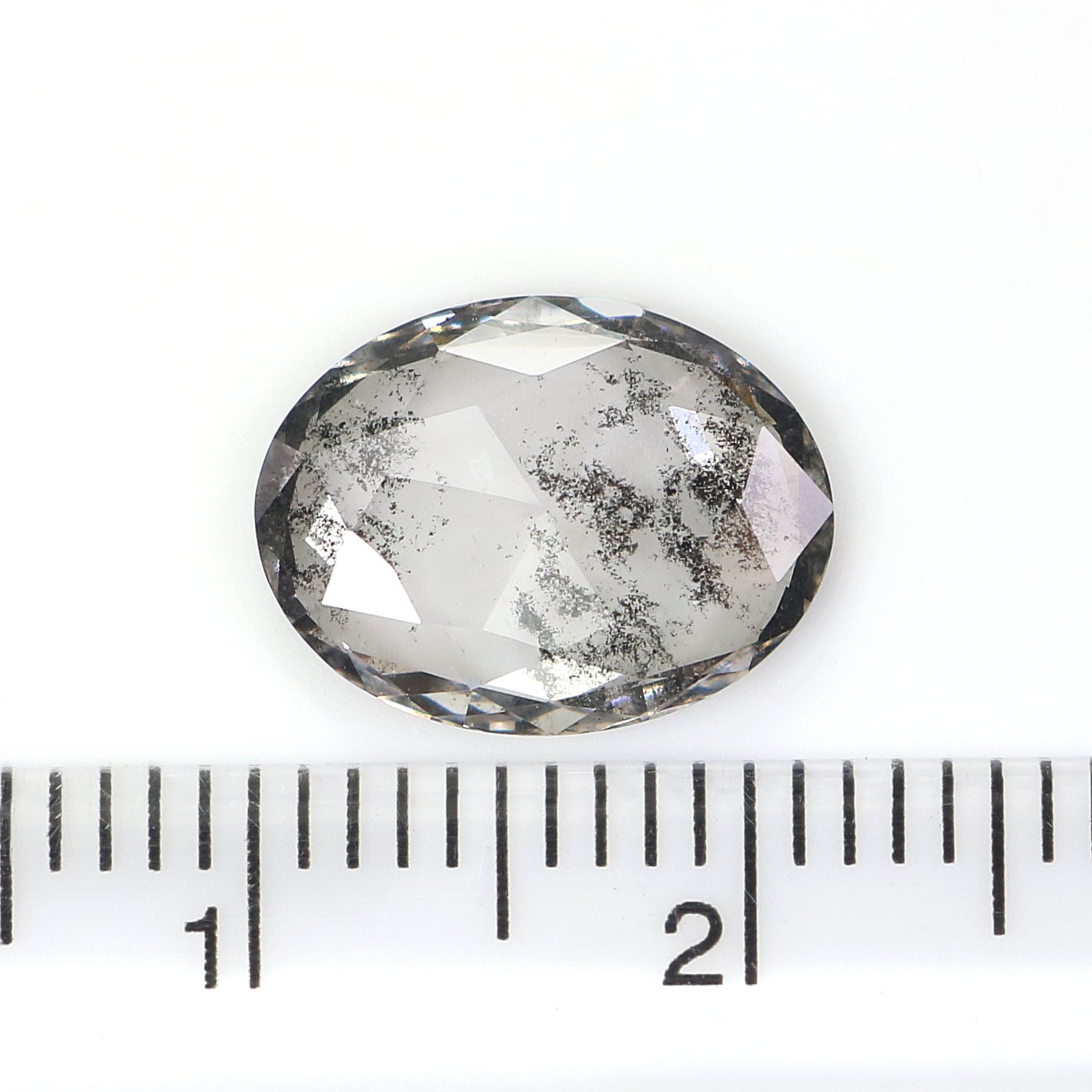 2.29 CT Oval Rose Cut Salt And Pepper Lab Grown 11.70 MM Loose Diamond CVD Fancy Black Grey Color Lab Created Antique Shape Diamonds L3525