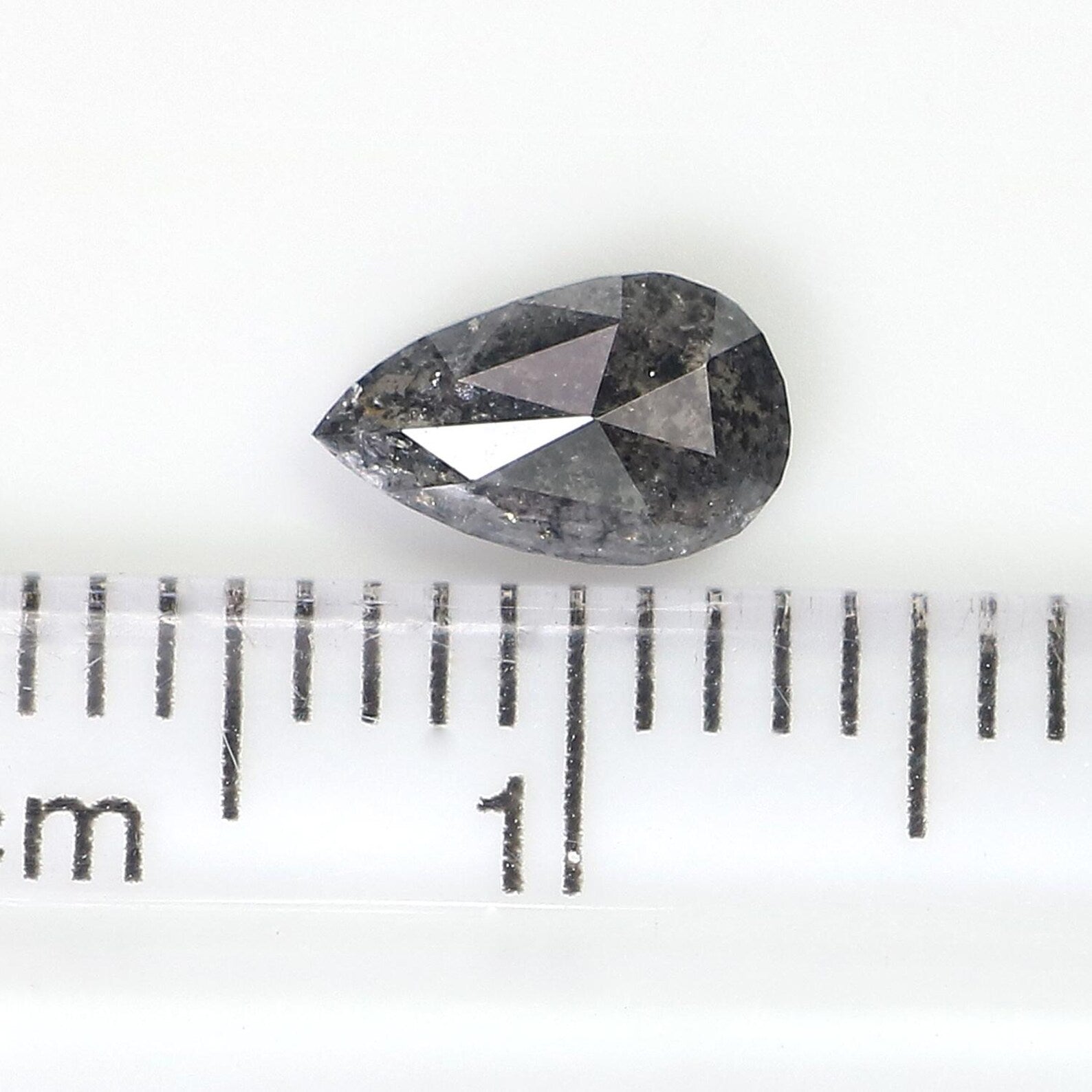 0.58 CT Natural Loose Pear Shape Diamond Salt And Pepper Pear Diamond 7.05 MM Natural Loose Black Grey Color Pear Rose Cut Diamond N9259