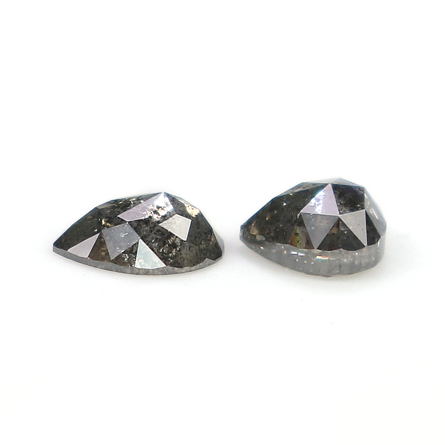 0.43 CT Natural Loose Pear Cut Pair Diamond Salt And Pepper Pear Shape Diamond 3.85 MM Natural Black Grey Color Pear Rose Cut Diamond KQ2478
