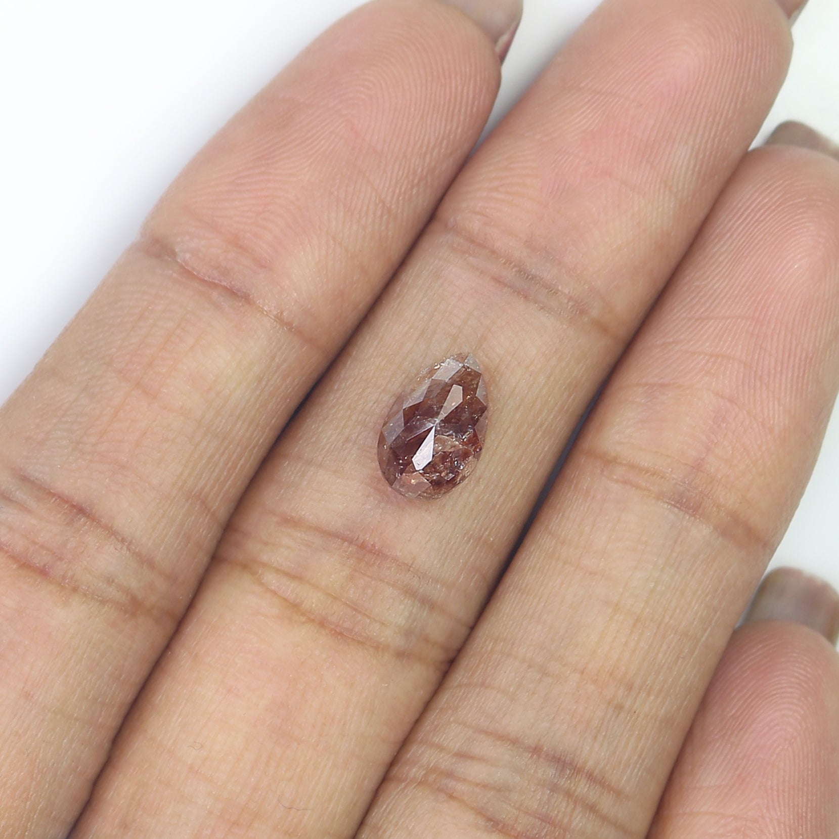 Natural Pear Brown Diamond 1.97 CT Loose Rose Cut Brown Stone 9.50 MM Rustic Diamond Pear Diamond For Custom Engagement Ring L3653