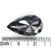4.08 CT Natural Loose Pear Shape Diamond Salt And Pepper Pear Rose Cut Diamond 21.20 MM Black Grey Color Pear Rose Cut Diamond LQ3018