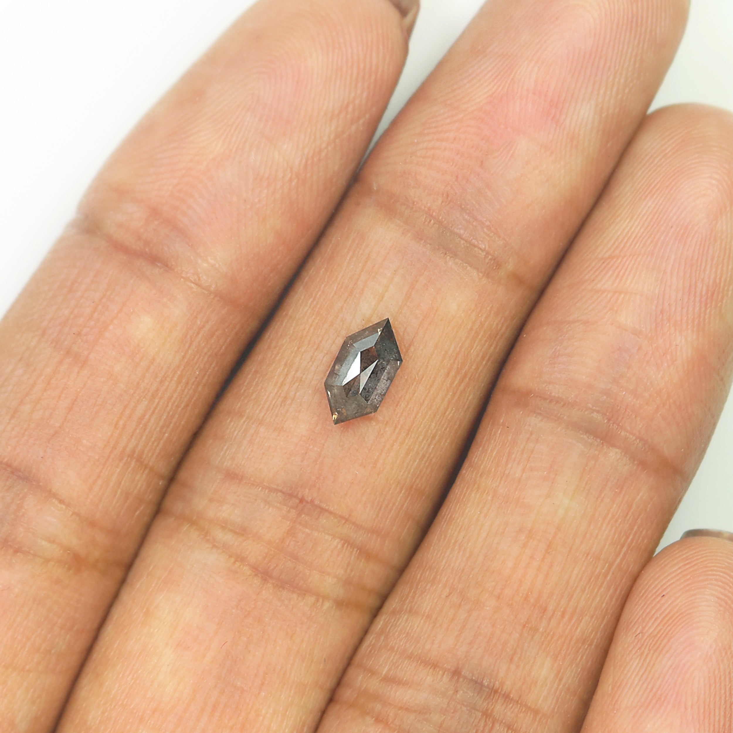 0.61 CT Natural Loose Hexagon Cut Diamond Salt And Pepper Hexagon Diamond 7.65 MM Natural Loose Black Grey Color Hexagon Cut Diamond QL9458