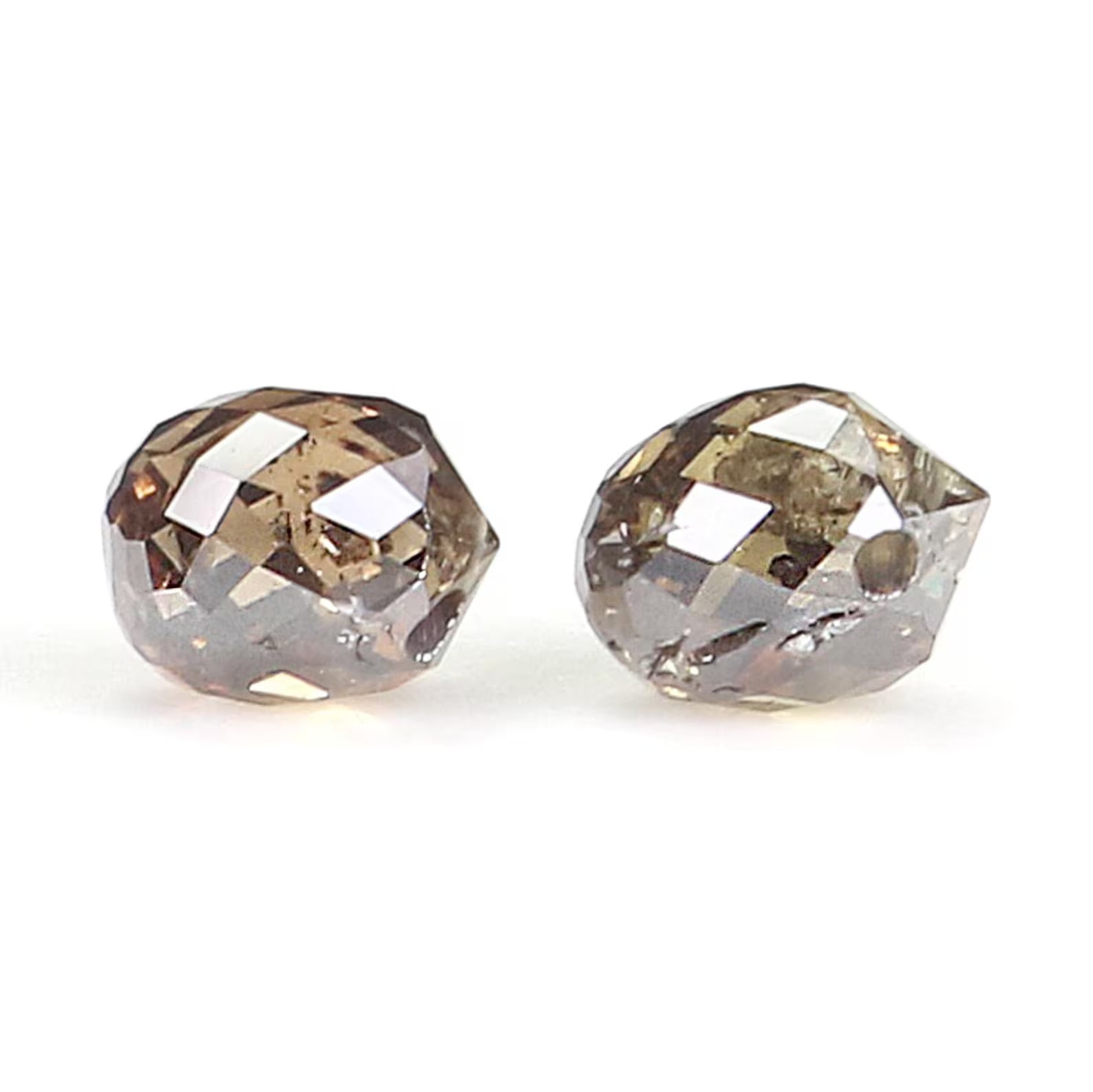 0.93 CT Natural Loose Drop Shape Pair Diamond Brown Color Briolette Diamond 4.30 MM Natural Brown Color Briolette Rose Cut Diamond NQ827