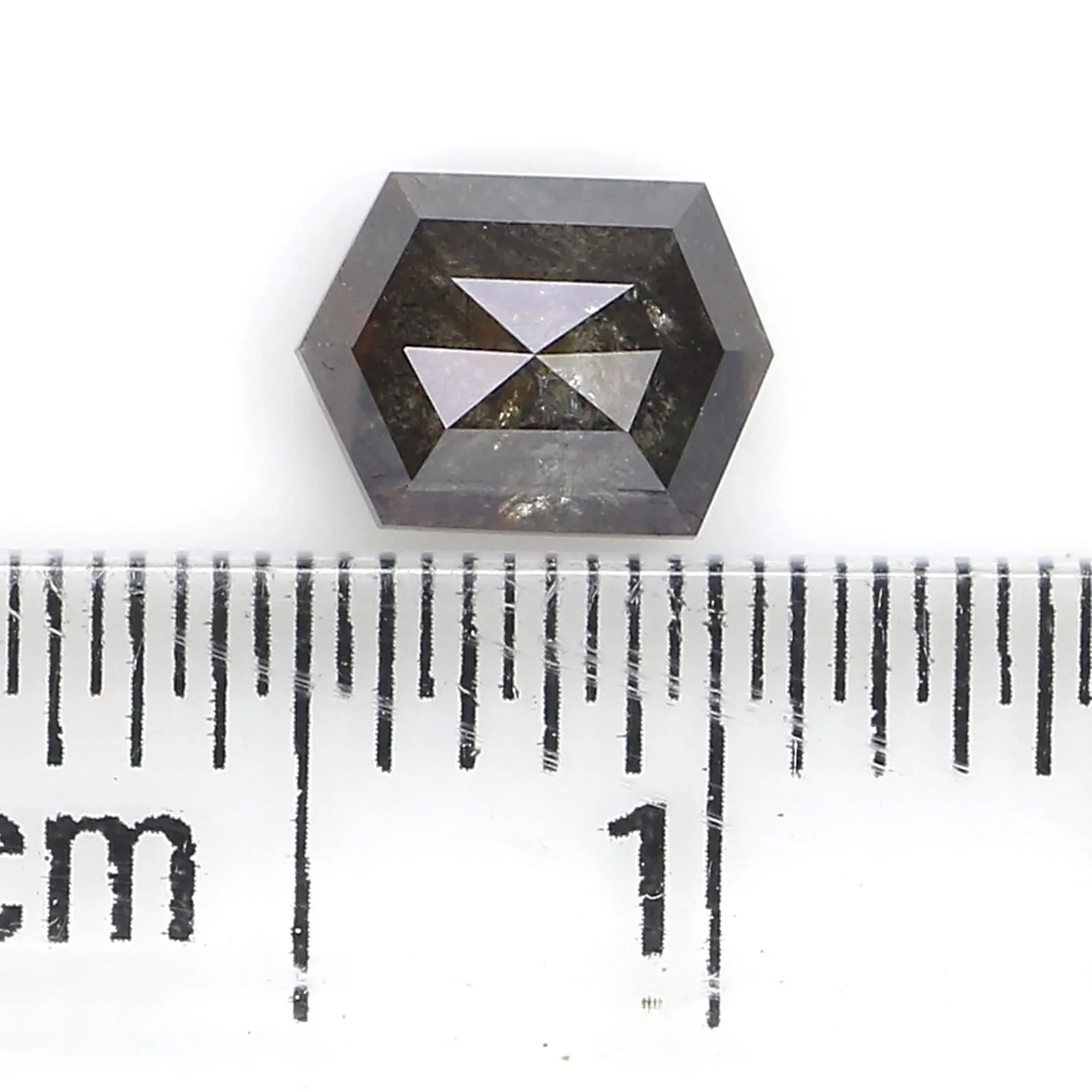 0.61 CT Natural Loose Hexagon Shape Diamond Salt And Pepper Hexagon Diamond 5.80 MM Natural Black Gray Color Hexagon Rose Cut Diamond NQ1255