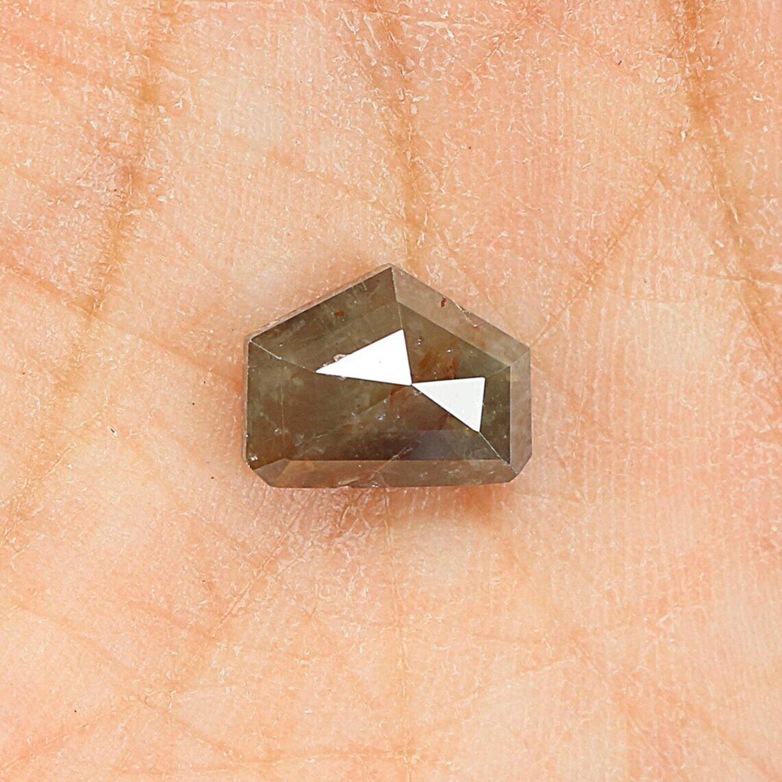 1.78 Ct Natural Loose Shield Shape Diamond Grey Color Shield Cut Diamond 8.30 MM Natural Loose Brown Color Shield Rose Cut Diamond NQ7788