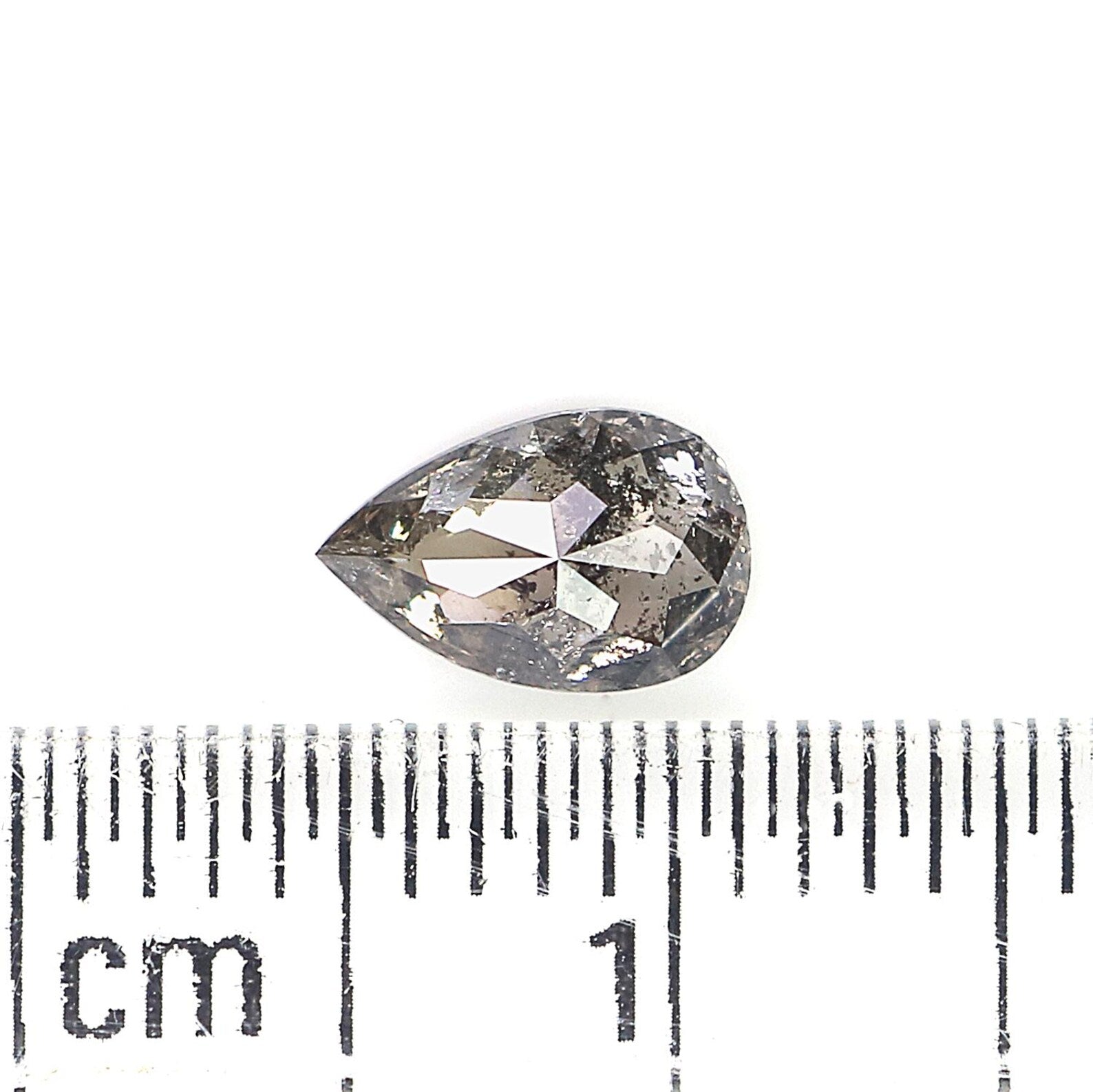 0.48 Ct Natural Loose Pear Shape Diamond Salt And Pepper Pear Diamond 6.65 MM Natural Black Grey Color Pear Rose Cut Diamond QN976