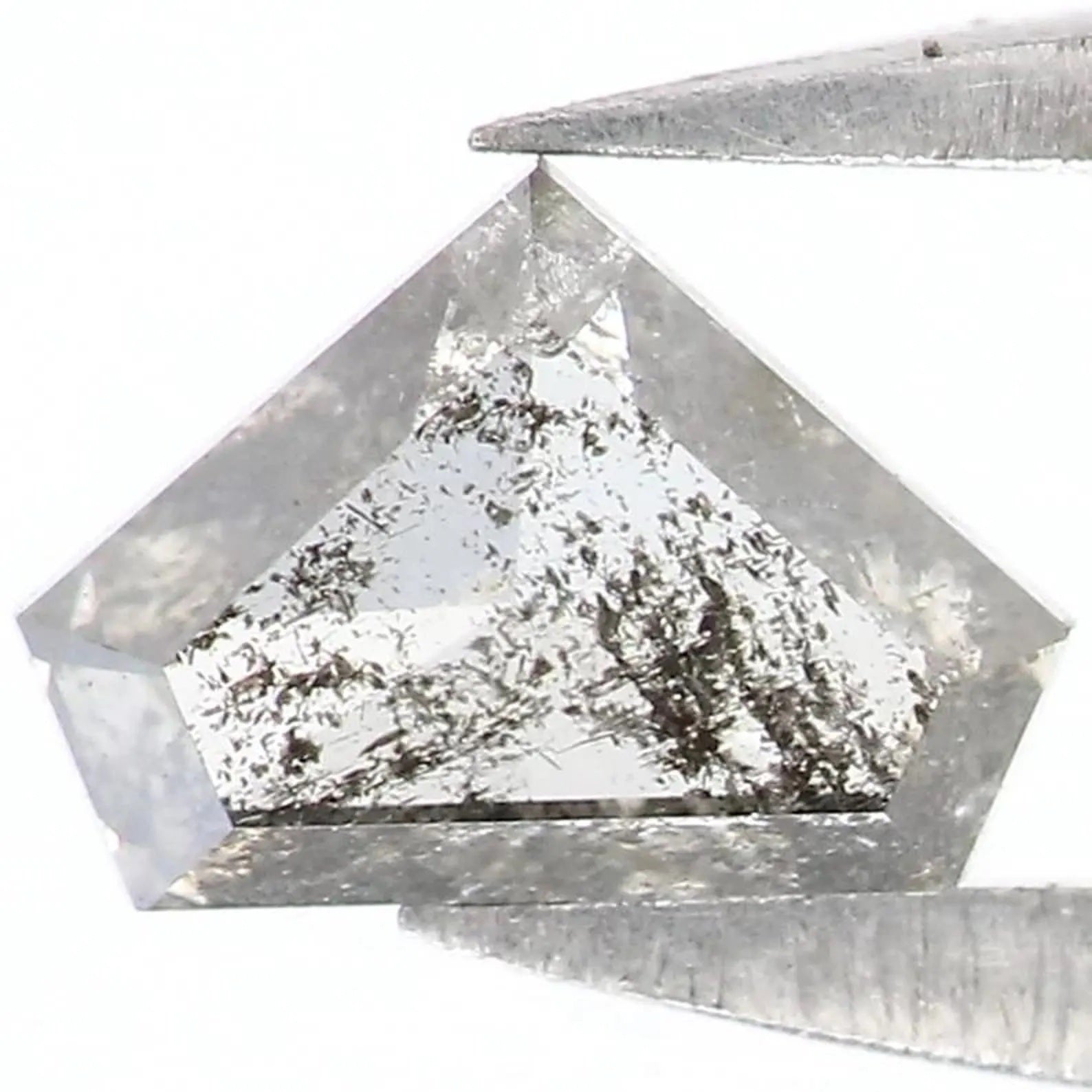 0.36 CT Natural Loose Shield Shape Diamond Salt And Pepper Shield Diamond 3.90 MM Natural Black Grey Color Shield Rose Cut Diamond NQ7289