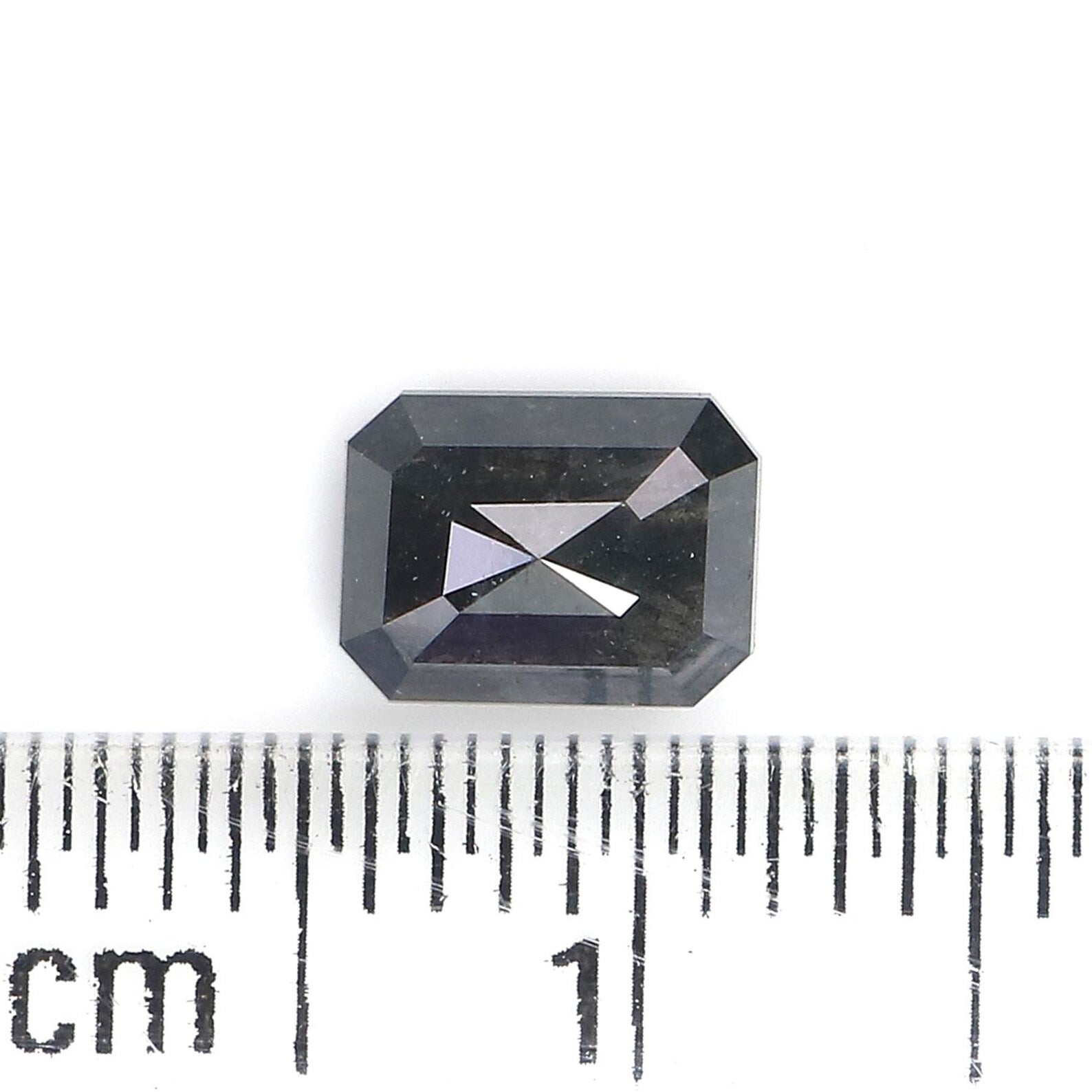 0.84 CT Natural Loose Emerald Shape Diamond Salt And Pepper Emerald Cut Diamond 6.20 MM Black Grey Color Emerald Rose Cut Diamond QN257