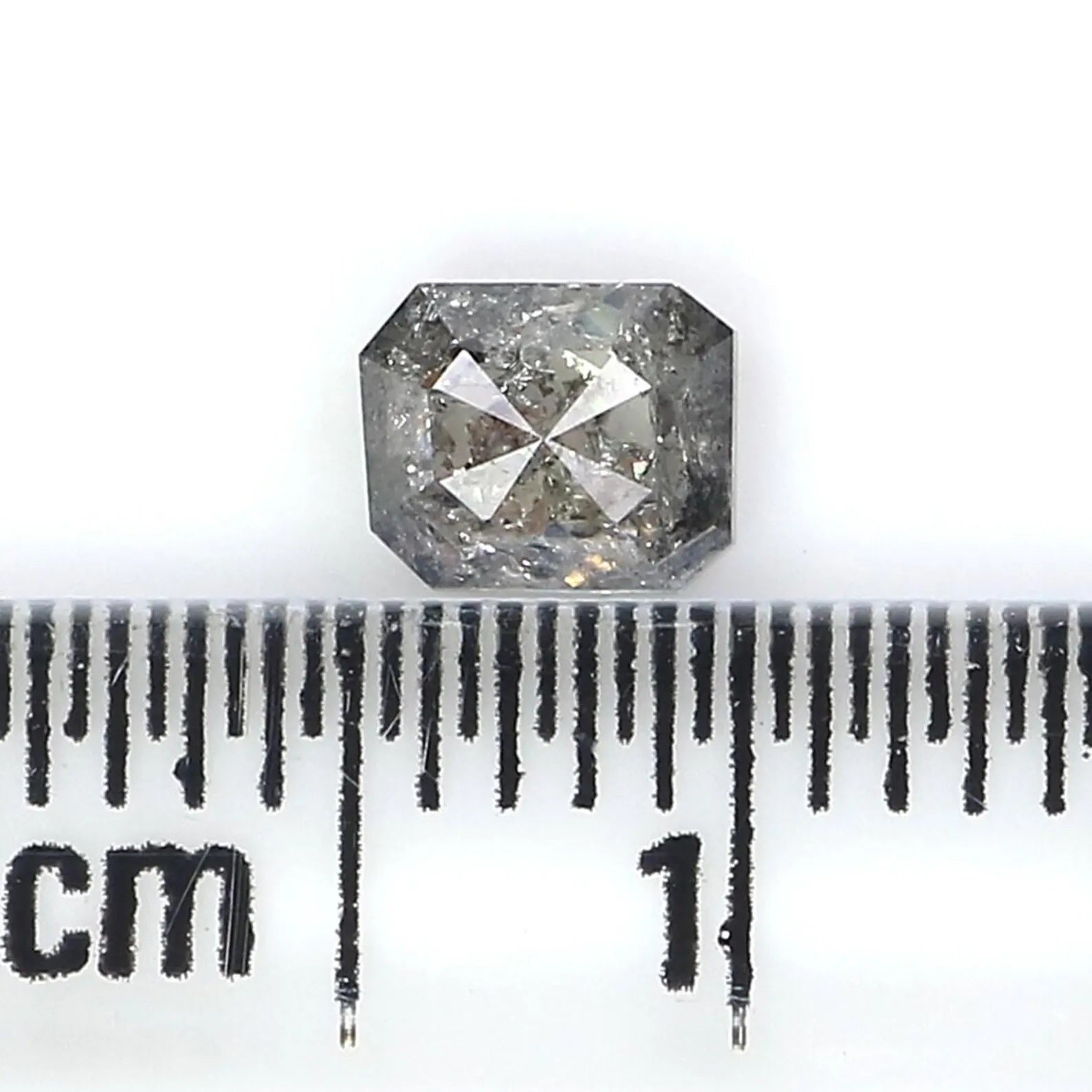 0.49 CT Natural Loose Emerald Shape Diamond Salt And Pepper Emerald Diamond 4.80 MM Natural Black Grey Color Emerald Rose Cut Diamond NQ8307