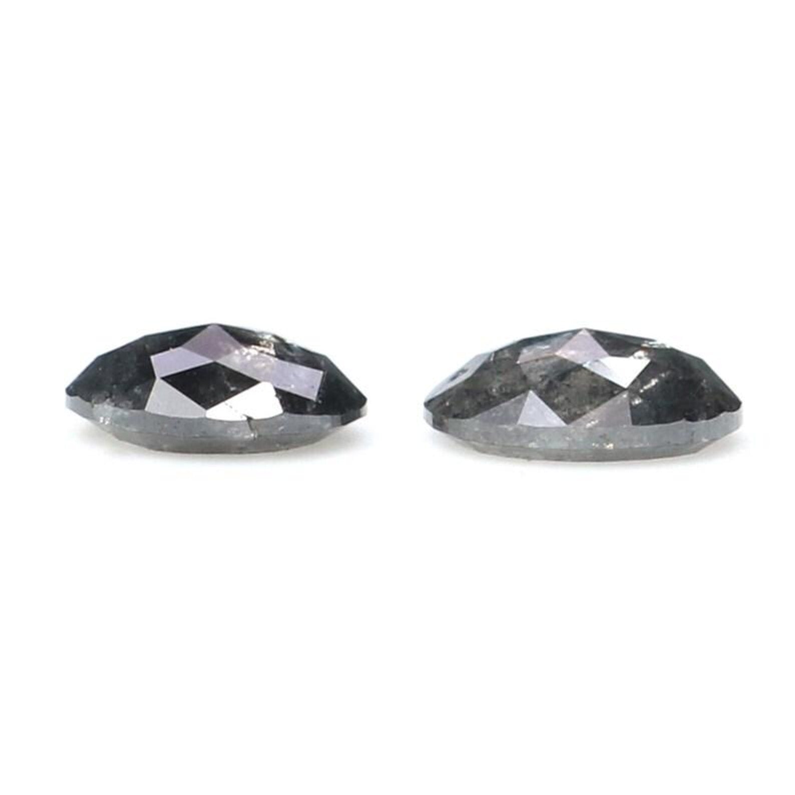 0.43 Ct Natural Loose Oval Shape Pair Diamond Salt And Pepper Oval Cut Diamond 4.60 MM Natural Black Gray Color Oval Rose Cut Diamond NQ2299