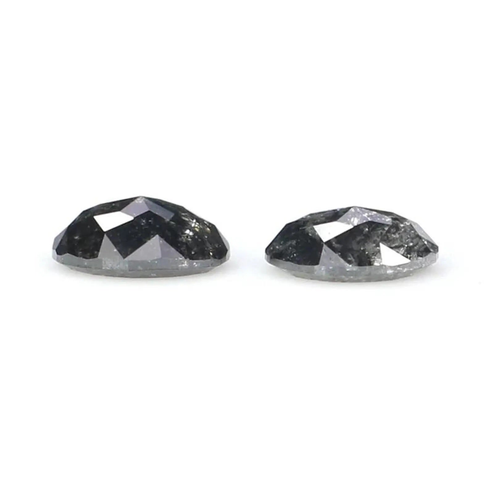 0.52 Ct Natural Loose Oval Shape Pair Diamond Salt And Pepper Oval Cut Diamond 4.70 MM Natural Black Gray Color Oval Rose Cut Diamond NQ2304