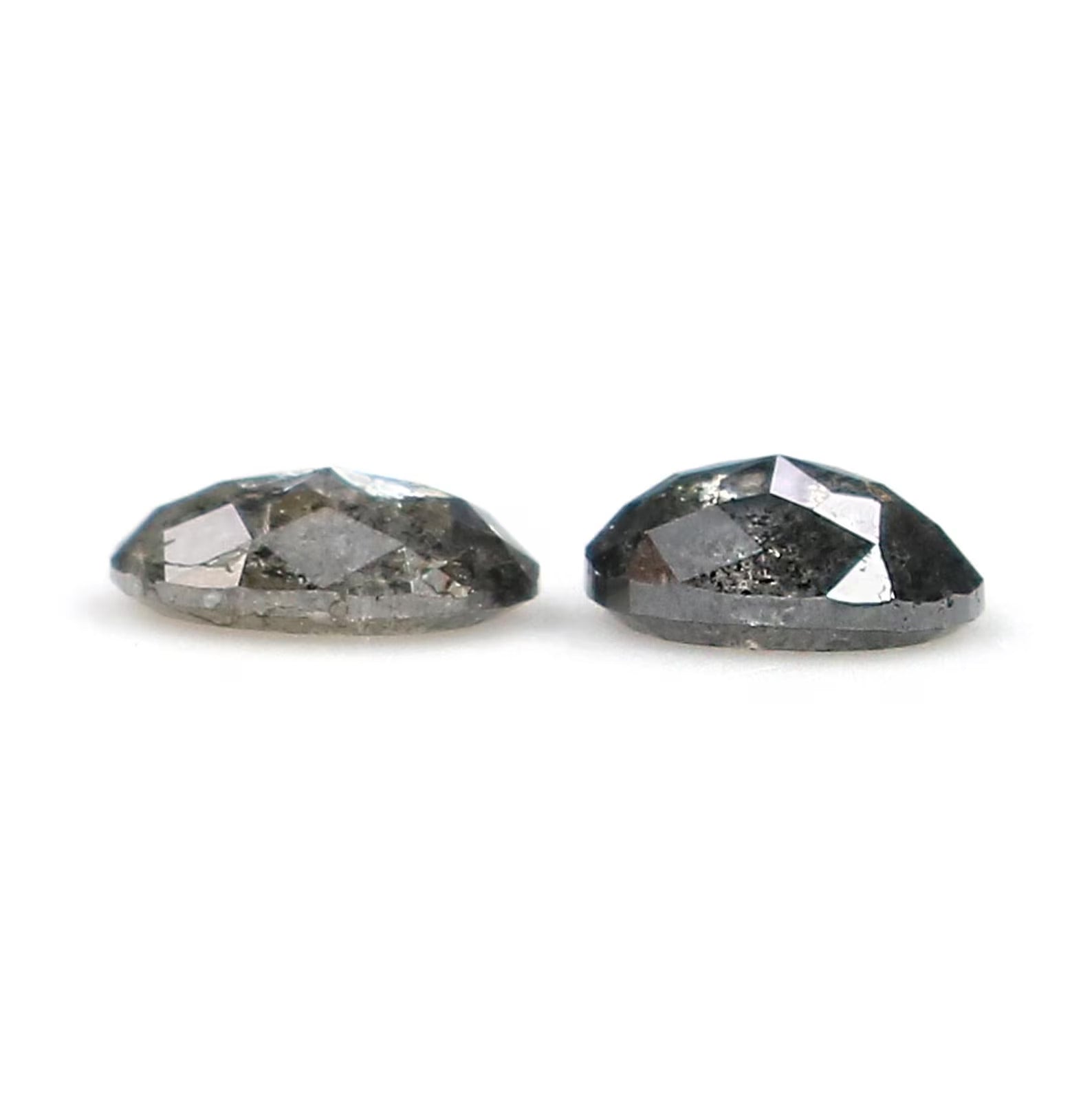 0.57 CT Natural Loose Oval Cut Pair Diamond Salt And Pepper Oval Diamond 4.70 MM Natural Loose Black Gray Color Oval Rose Cut Diamond NQ2108