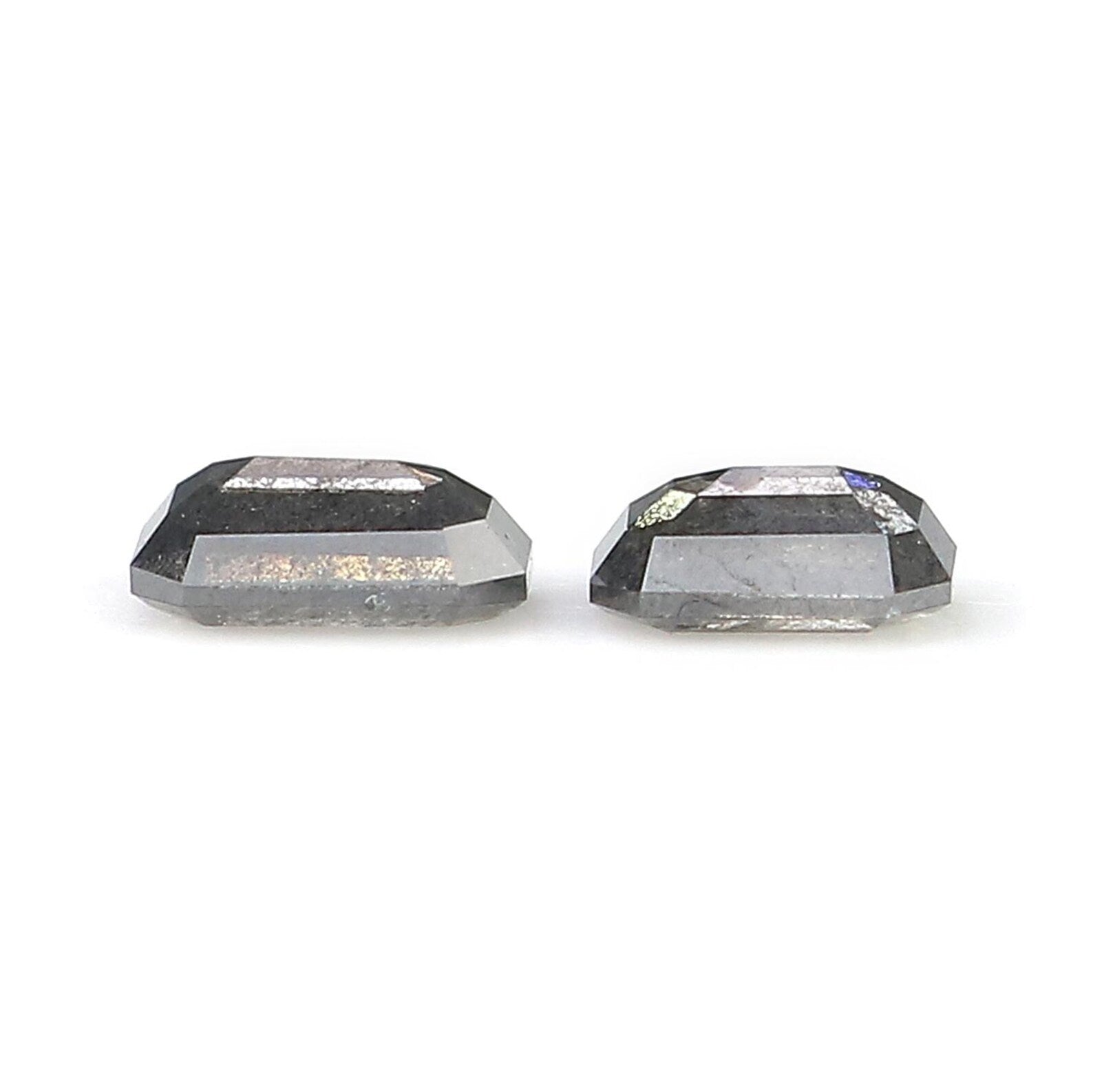 0.55 CT Natural Loose Emerald Cut Pair Diamond Salt And Pepper Emerald Diamond 4.35 MM Black Grey Color Emerald Rose Cut Diamond NQ2079