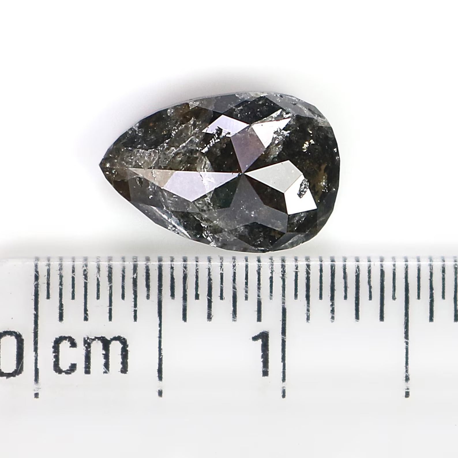 1.95 CT Natural Loose Pear Shape Diamond Salt And Pepper Pear Diamond 9.70 MM Natural Diamond Black Grey Color Pear Rose Cut Diamond N7666
