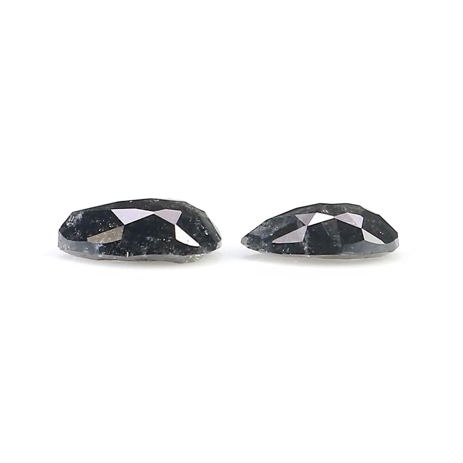 0.94 Ct Natural Loose Pear Shape Pair Diamond Salt And Pepper Pear Diamond 6.00 MM Natural Black Grey Color Pear Rose Cut Diamond NQ1493