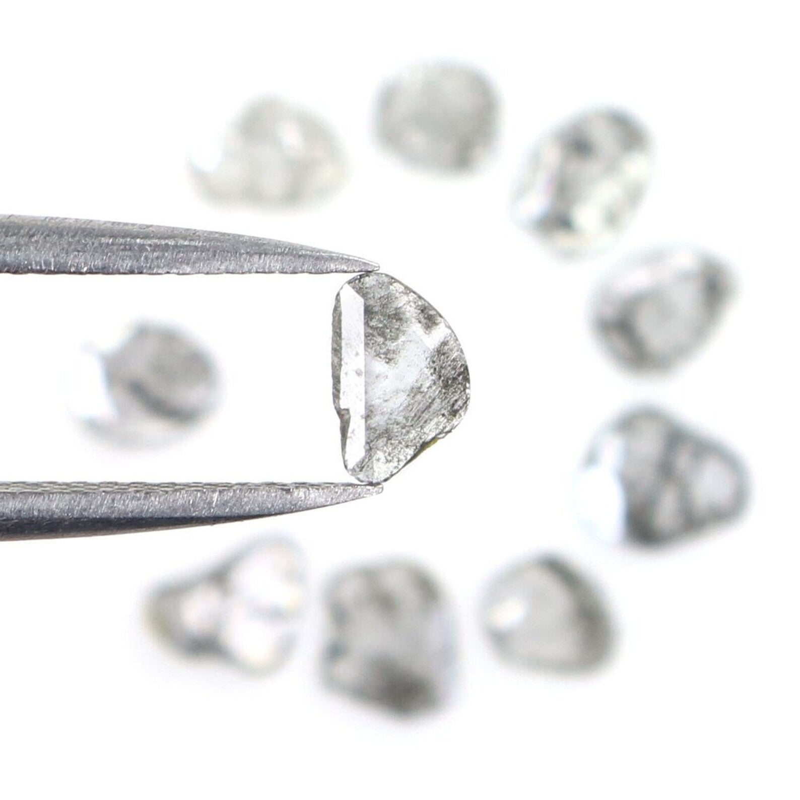 1.04 Ct Natural Loose Slice Shape Diamond Salt And Pepper Slice Diamond 3.95 MM NaturaI Diamond Black Grey Color Slice Cut Diamond NQ2136