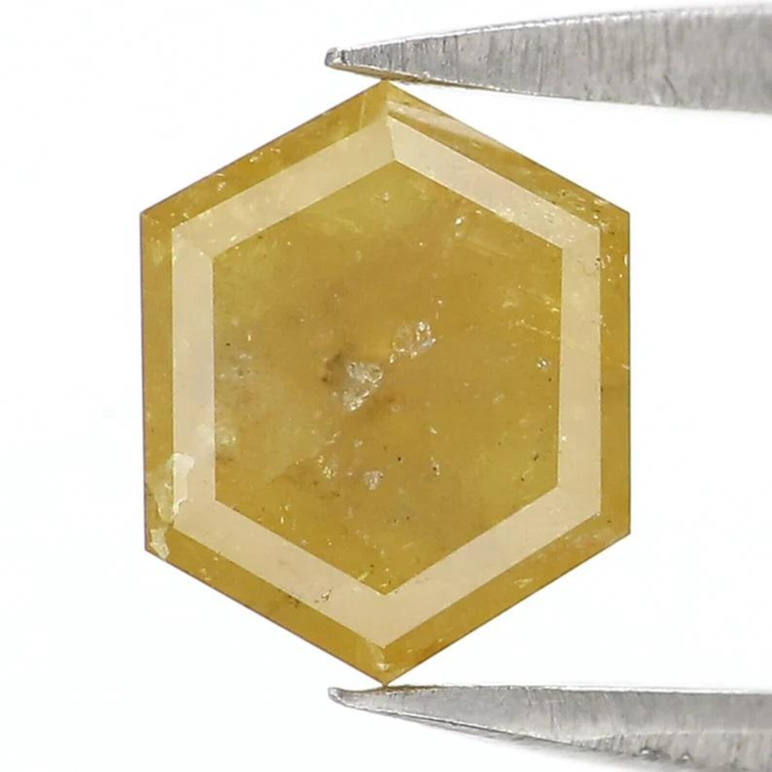 1.10 CT Natural Loose Hexagon Shape Diamond Yellow Color Hexagon Cut Diamond 6.95 MM Natural Loose Diamond Hexagon Rose Cut Diamond NQ766