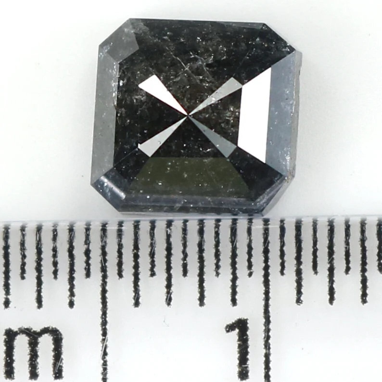 1.48 CT Natural Loose Radiant Shape Diamond Salt And Pepper Radiant Diamond 6.30 MM Natural Black Grey Color Radiant Rose Cut Diamond NQ1596