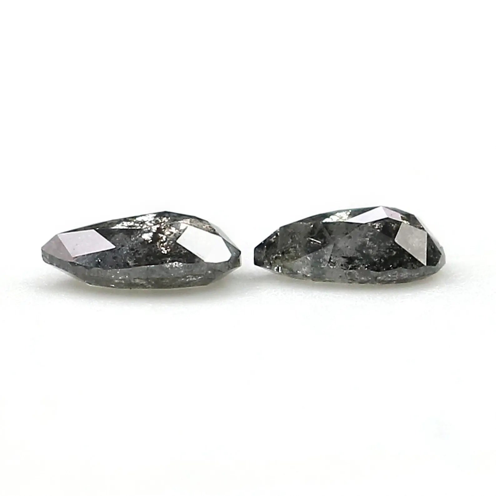 0.42 CT Natural Loose Pear Cut Pair Diamond Salt And Pepper Pear Shape Diamond 4.70 MM Natural Black Grey Color Pear Rose Cut Diamond NQ2306