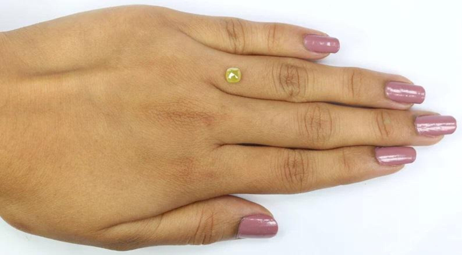 0.69 CT Natural Loose Cushion Shape Diamond Yellow Color Cushion Cut Diamond 4.85 MM Natural Yellow Color Cushion Rose Cut Diamond NQ2405