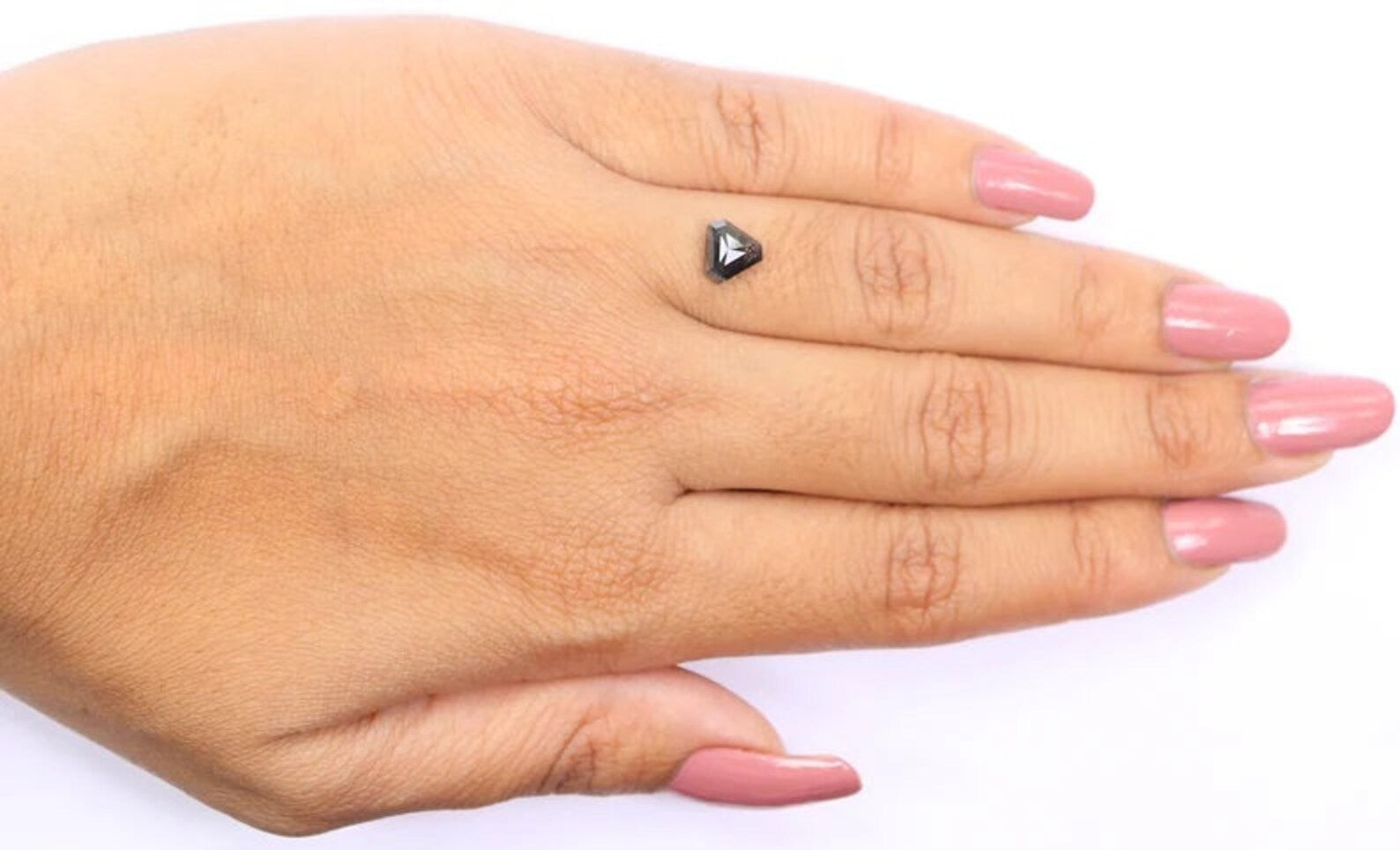 0.89 Ct Natural Loose Triangle Shape Diamond Salt And Pepper Triangle Diamond 6.50 MM Natural Black Color Triangle Rose Cut Diamond NQ9346