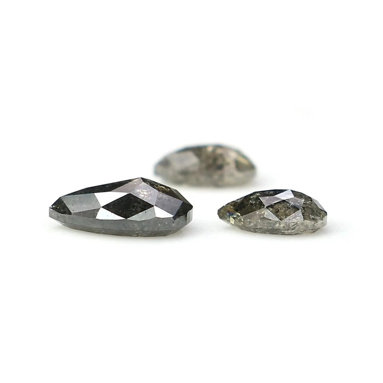 0.93 CT Natural Loose Pear Cut Diamond Salt And Pepper Pear Cut Diamond 6.25 MM Natural Black Grey Color Pear Shape Rose Cut Diamond NQ2427
