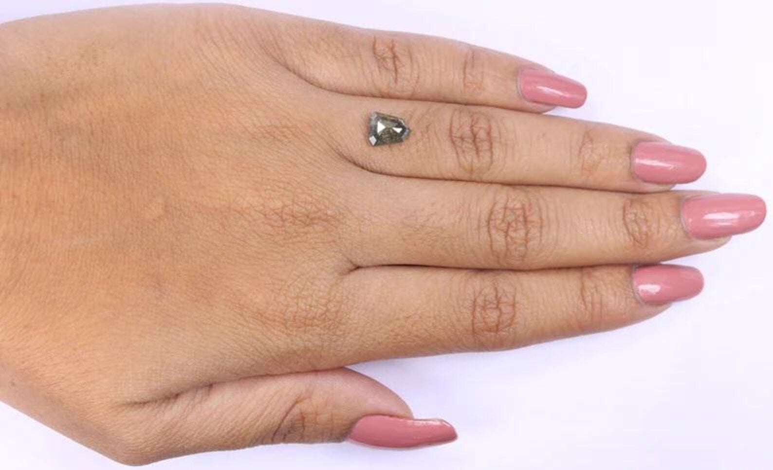 1.19 CT Natural Loose Shield Shape Diamond Grey Color Shield Cut Diamond 8.00 MM Natural Loose Green Color Shield Rose Cut Diamond NQ9436