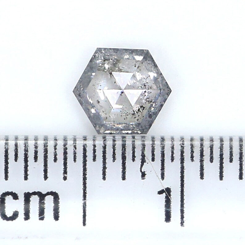0.39 Ct Natural Loose Hexagon Shape Diamond Salt And Pepper Hexagon Cut Diamond 5.10 MM Natural Grey Diamond Hexagon Rose Cut Diamond QL2521