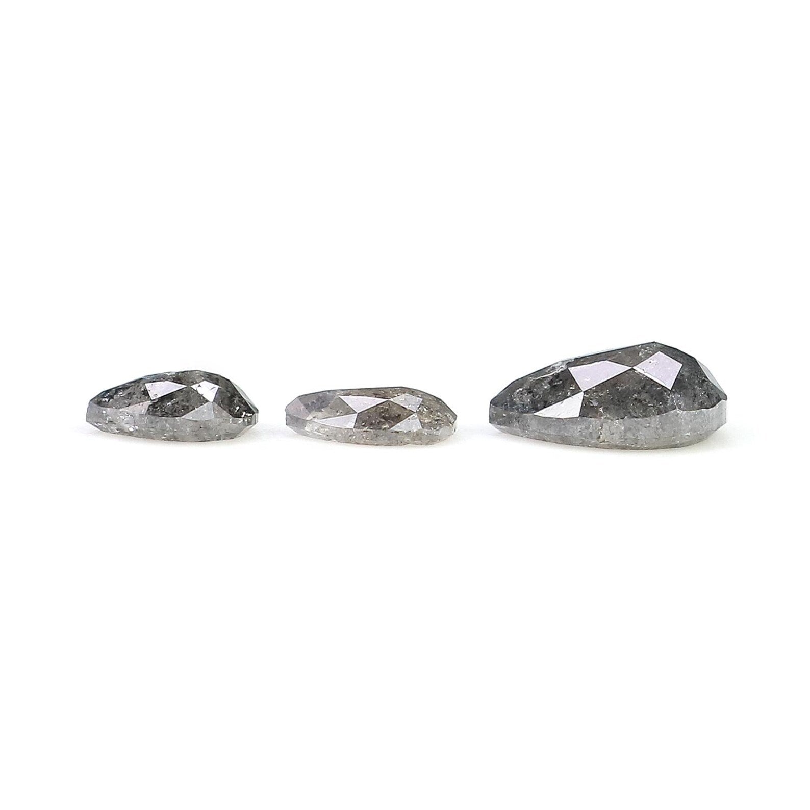 0.92 CT Natural Loose Pear Shape Diamond Salt And Pepper Pear Diamond 6.35 MM Natural Diamond Black Grey Color Pear Rose Cut Diamond NQ2428