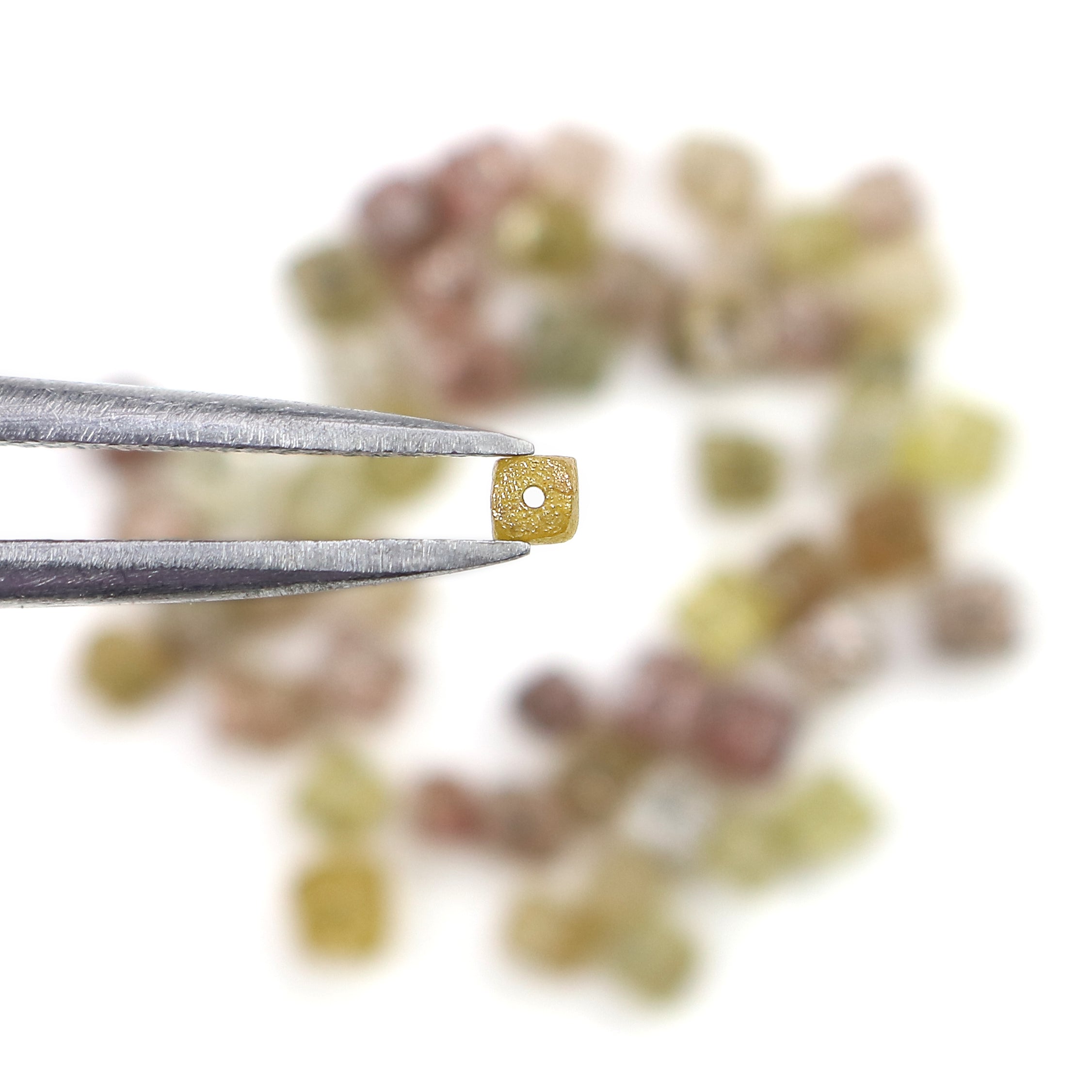 Natural Loose Rough Cube Diamond Mix Color Bead Cut Diamond 2.00 To 3.00 MM 1.00 Ct Lot Uncut Drilled Bead Rough Irregular Cut Diamond Q128