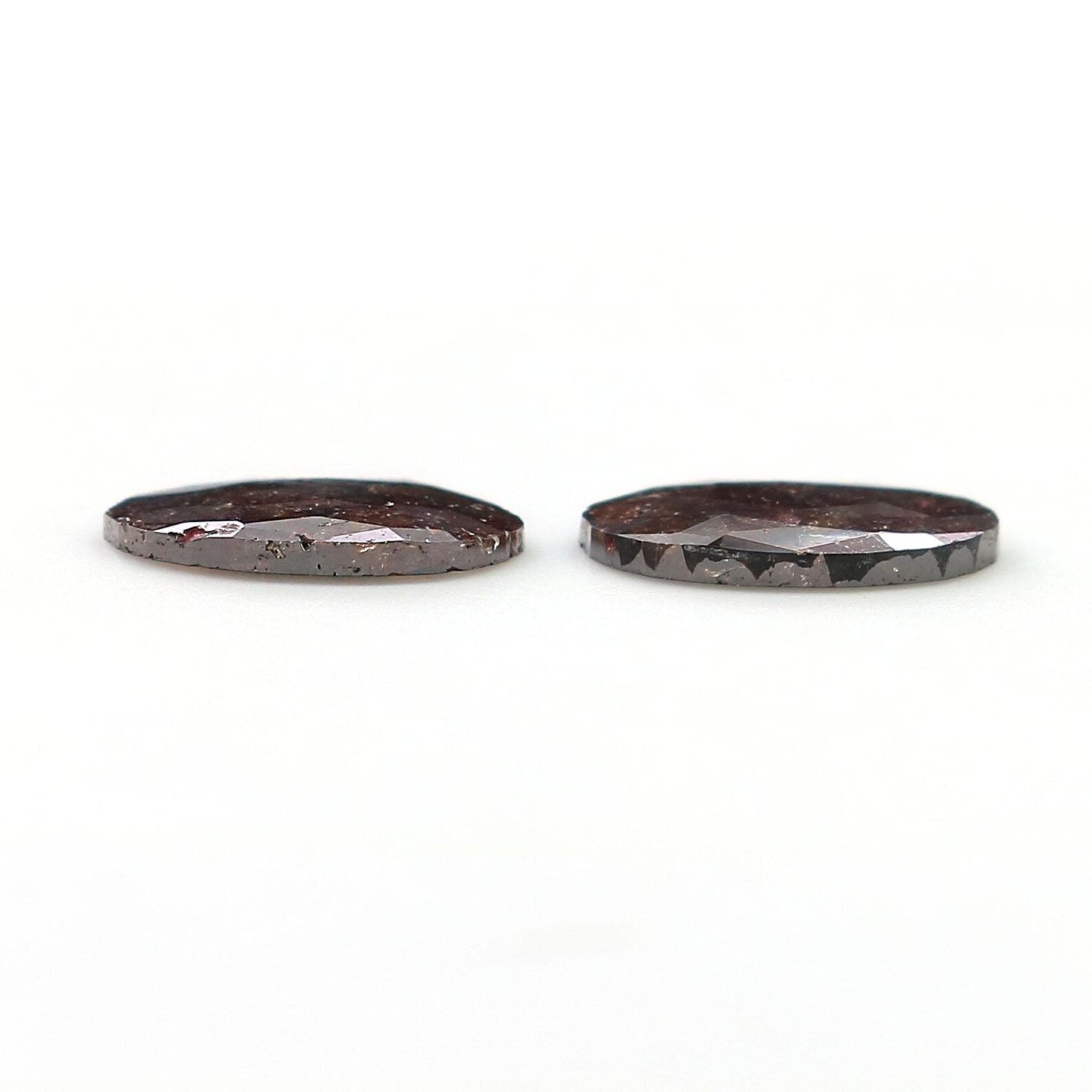 2.01 CT Natural Loose Oval Shape Pair Diamond Brown Color Oval Cut Diamond 9.85 MM Natural Diamond Brown Color Oval Rose Cut Diamond NQ2540