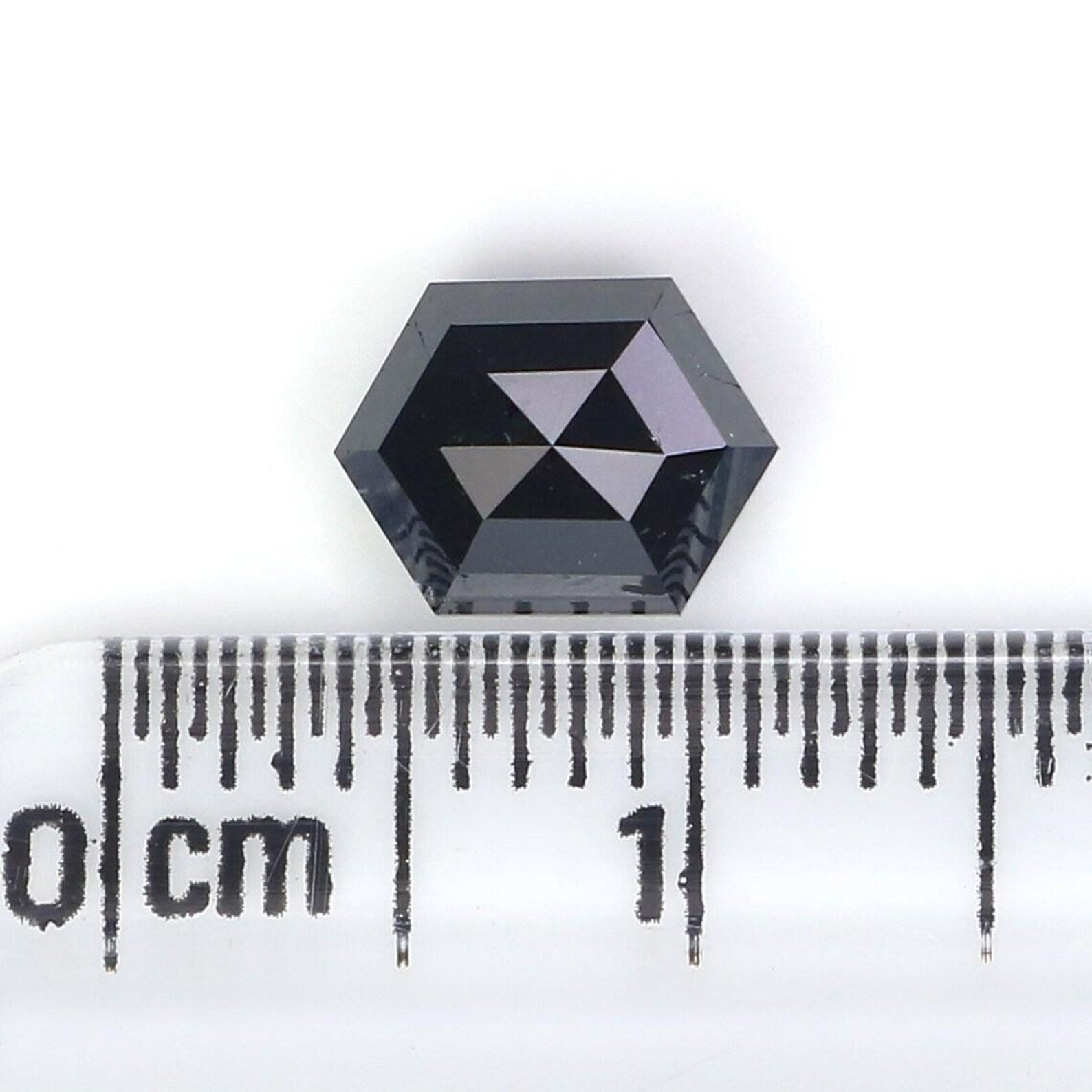 1.51 Ct Natural Loose Hexagon Shape Diamond Black Color Hexagon Diamond 7.65 MM Natural Loose Black Color Hexagon Rose Cut Diamond NQ537