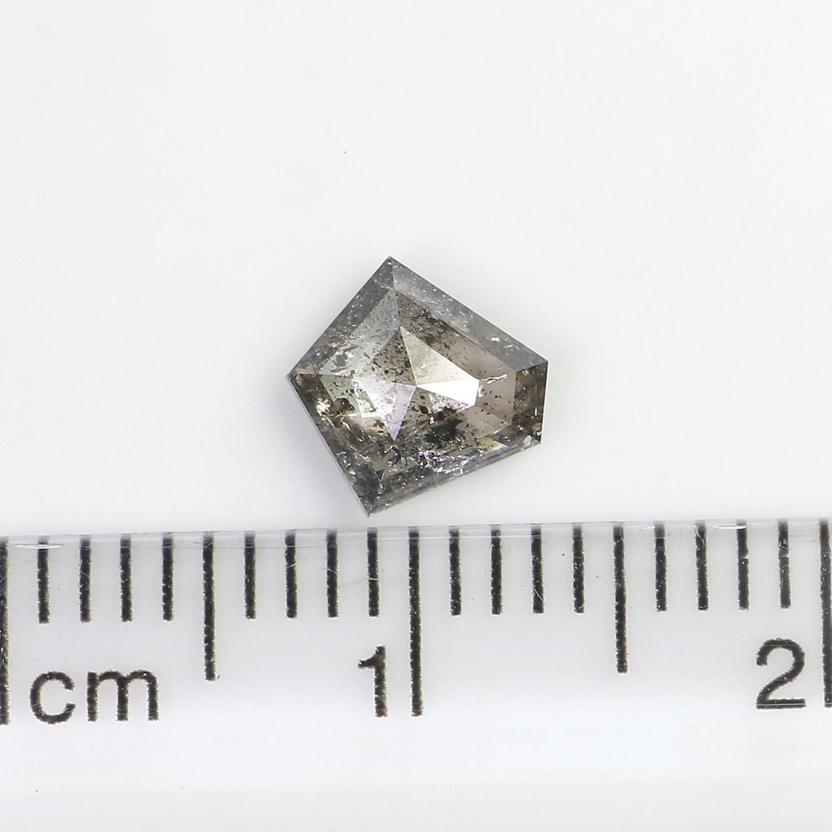 0.70 CT Natural Loose Pentagon Diamond Salt And Pepper Pentagon Diamond 6.35 MM Natural Black Gray Color Pentagon Rose Cut Diamond NQ1373