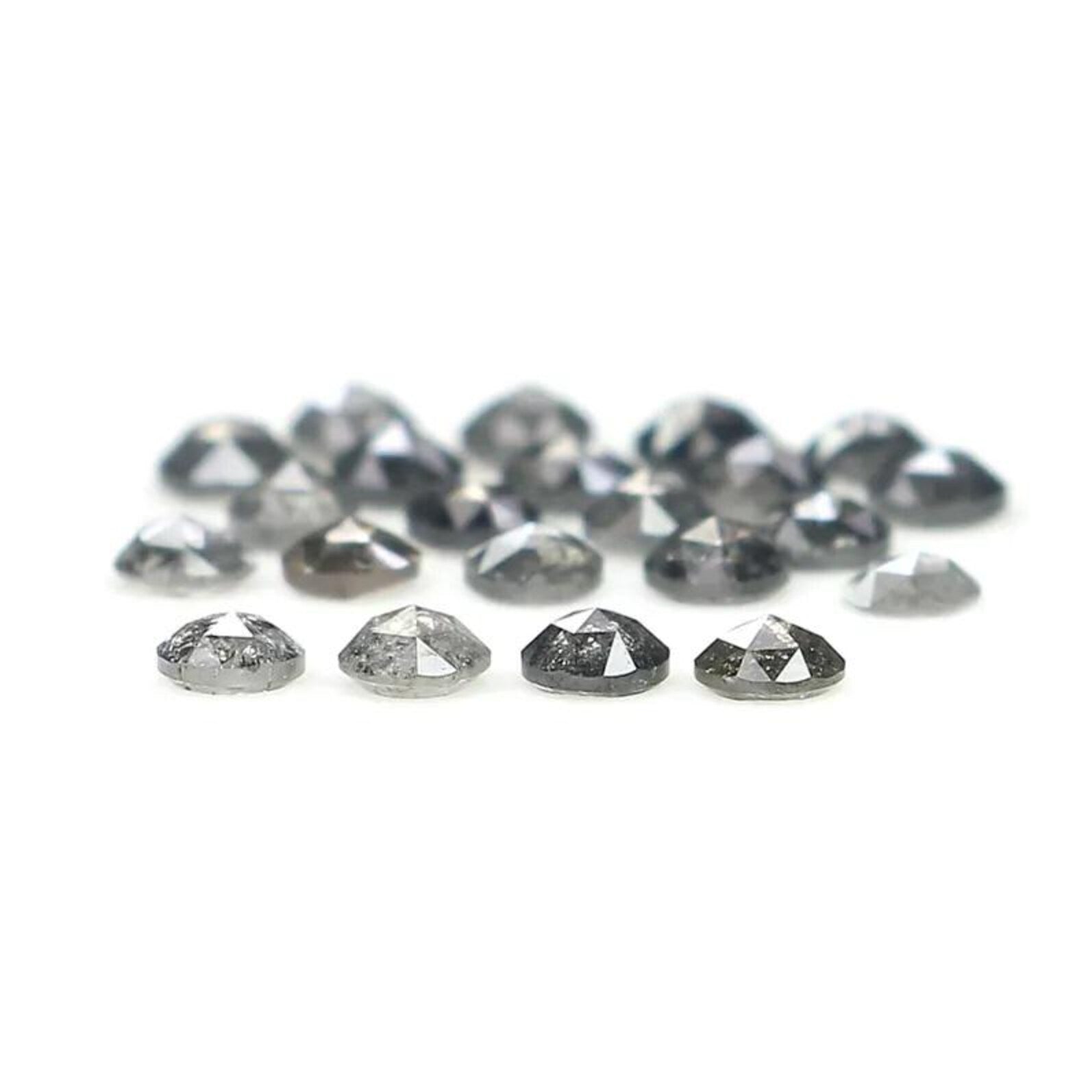1.09 CT Natural Loose Round Rose Cut Diamond Salt And Pepper Round Diamond 2.10 MM Natural Black Grey Color Round Rose Cut Diamond NQ1792
