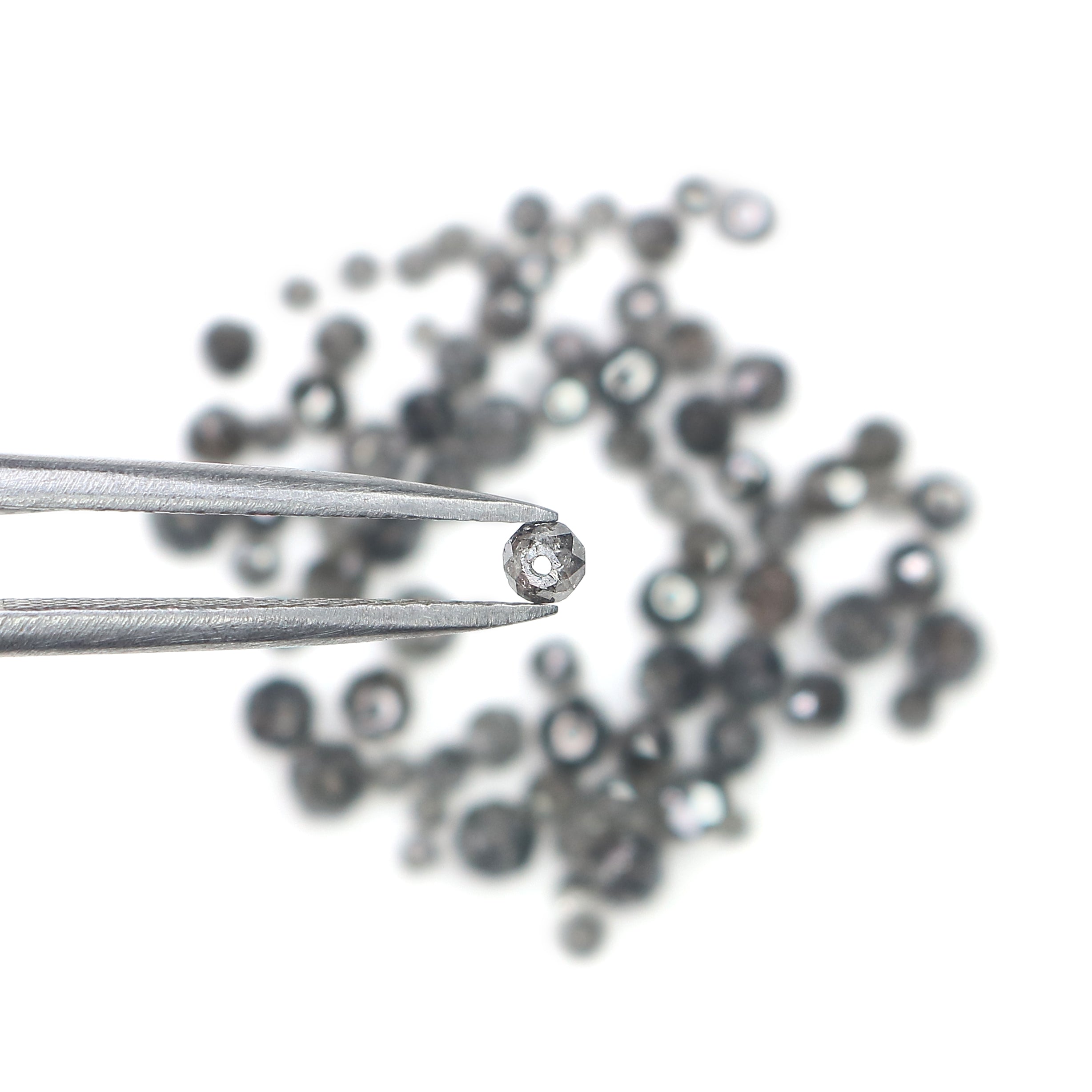 1.00 Ct scoop Natural Loose Bead Shape Diamond Salt And Pepper Bead Cut Diamond 1.50 to 3.10 MM Natural Black Grey Color Bead Diamond Q53