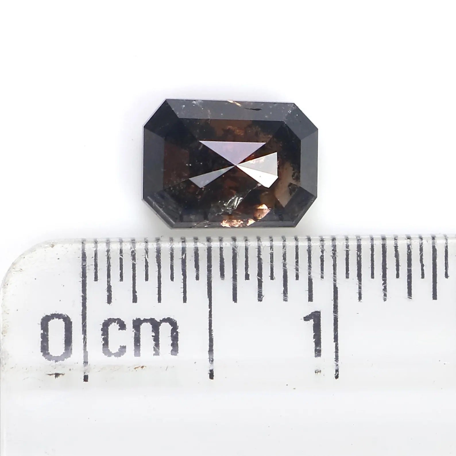 1.24 CT Natural Loose Emerald Shape Diamond Black Brown Color Emerald Cut Diamond 7.00 MM Natural Black Brown Emerald Rose Cut Diamond QN615