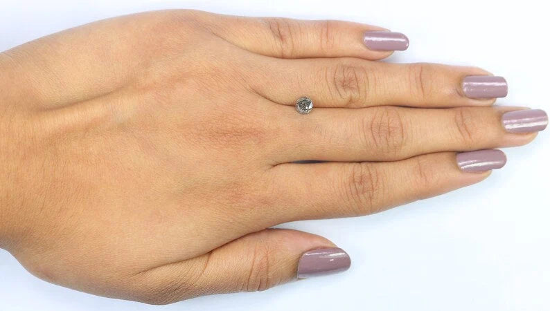 0.53 Ct Natural Loose Round Shape Diamond Salt And Pepper Round Diamond 4.85 MM Natural Black Grey Color Round Brilliant Cut Diamond NQ806