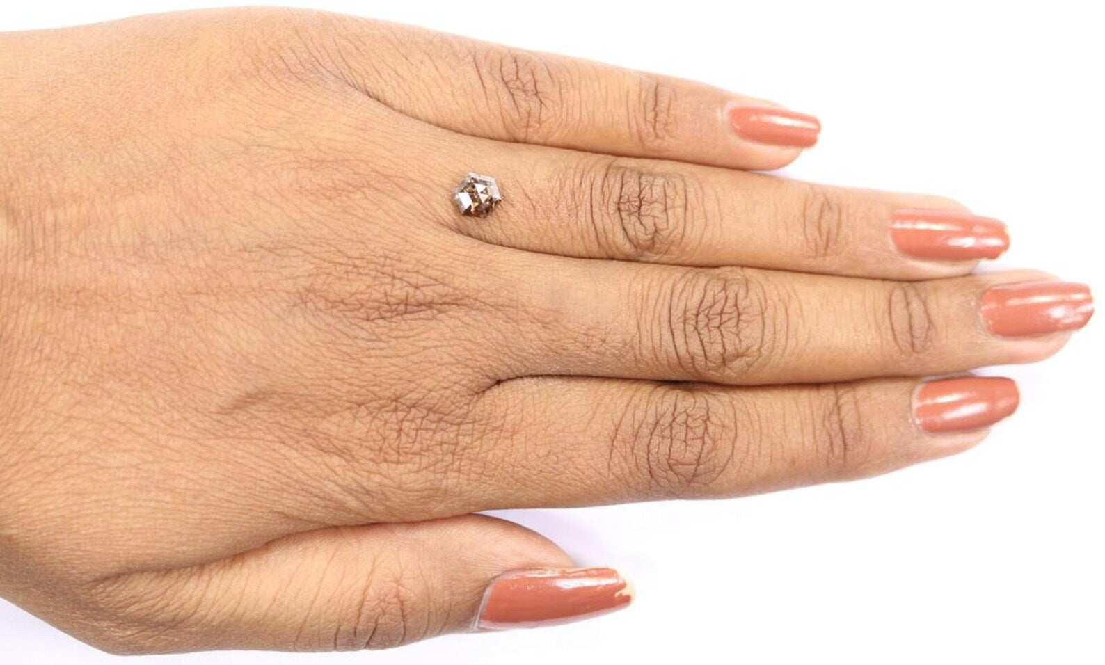 0.77 CT Natural Loose Hexagon Shape Diamond Brown Color Hexagon Diamond 6.50 MM Natural Loose Brown Color Hexagon Rose Cut Diamond NQ1770