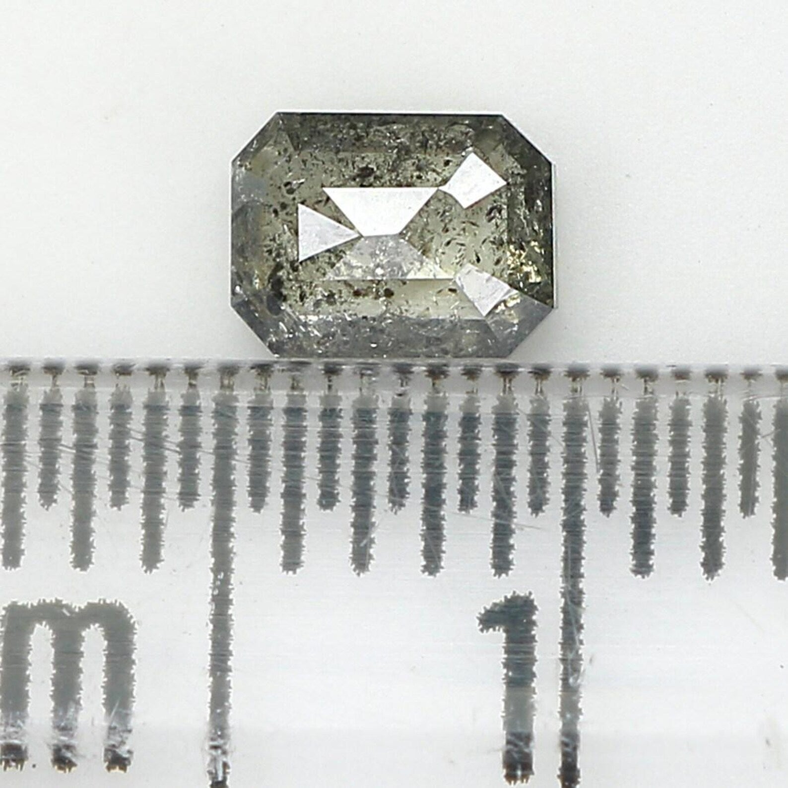 0.39 CT Natural Loose Emerald Shape Diamond Salt And Pepper Emerald Diamond 4.70 MM Natural Black Grey Color Emerald Rose Cut Diamond NQ1510