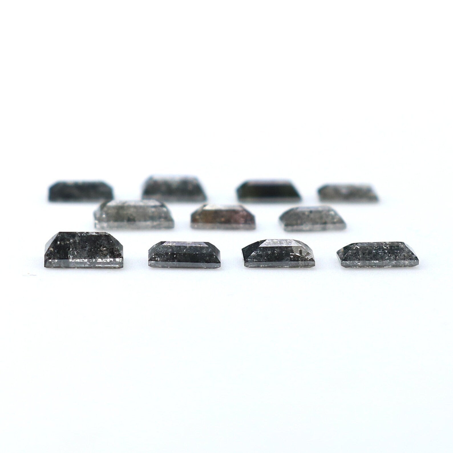 Natural Loose Baguette Salt And Pepper Diamond Black Grey Color 1.33 CT 3.50 MM Baguette Shape Rose Cut Diamond KDN1895