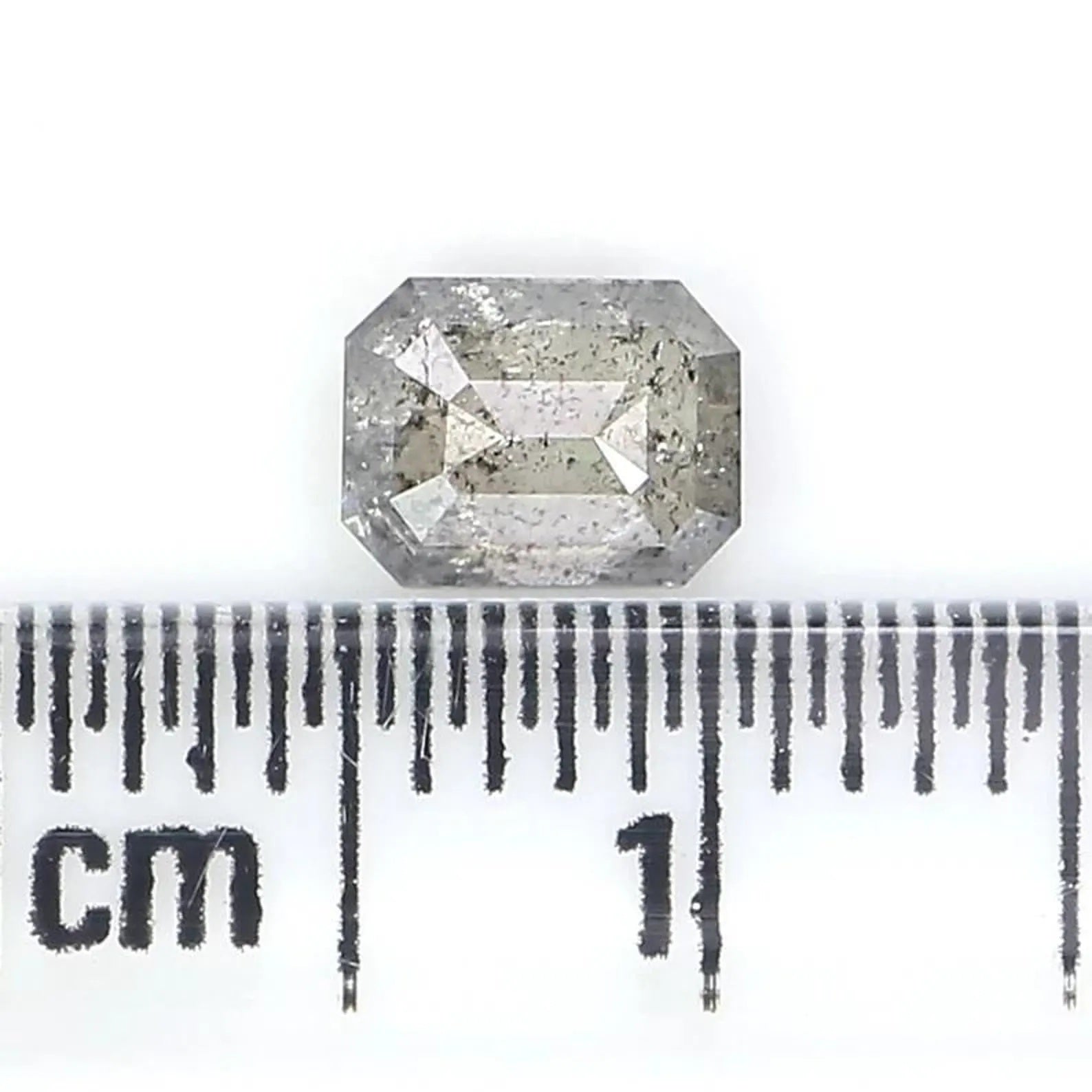 0.64 CT Natural Loose Emerald Shape Diamond Salt And Pepper Emerald Diamond 5.55 MM Natural Black Grey Color Emerald Rose Cut Diamond NQ2444