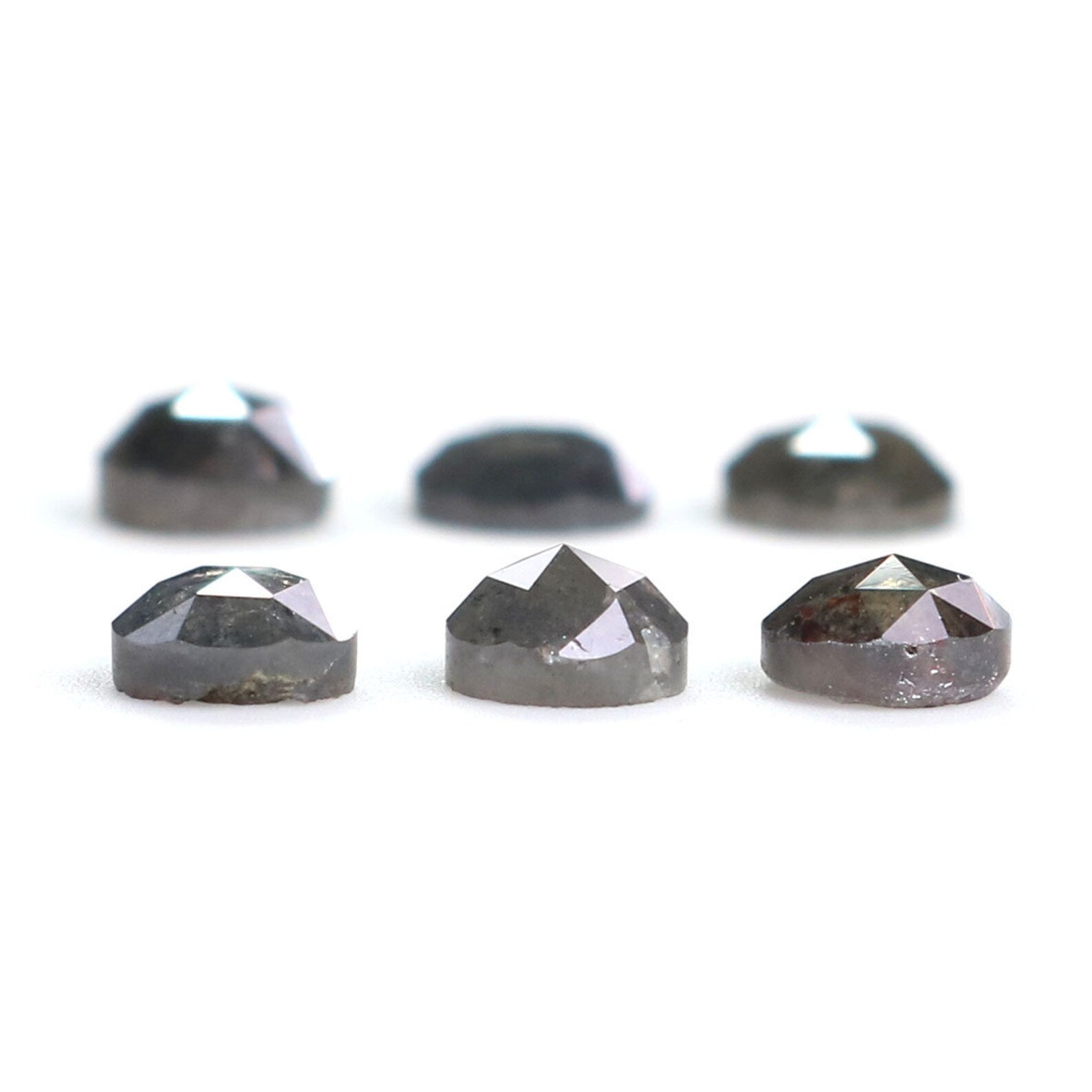Natural Loose Rose Cut Salt And Pepper Diamond Black Grey Color 1.85 CT 3.97 MM Round Rose Cut Shape Diamond KDN2059