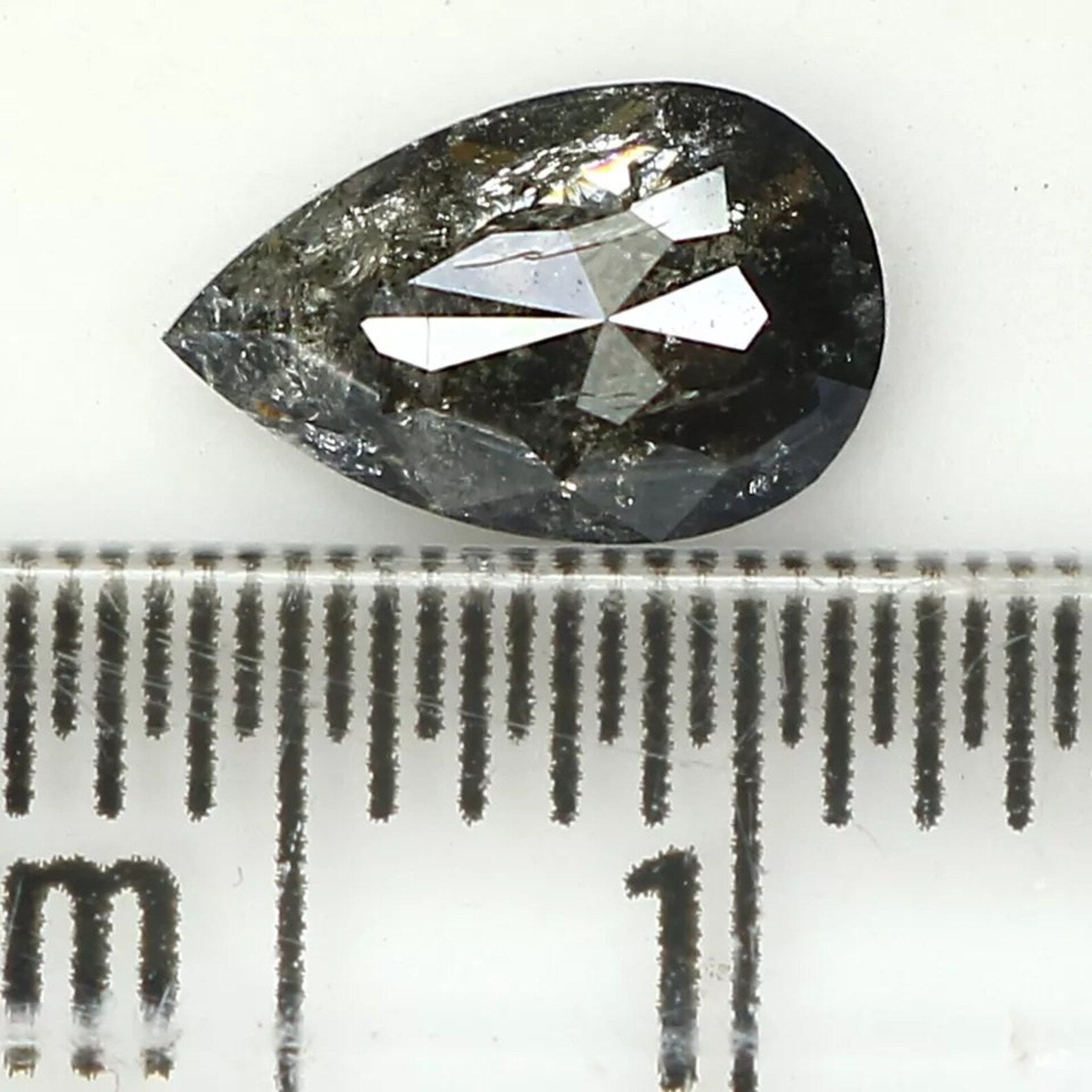 0.86 CT Natural Loose Pear Shape Diamond Salt And Pepper Diamond 8.00 MM Natural Loose Diamond Black Grey Color Pear Rose Cut Diamond QN1434