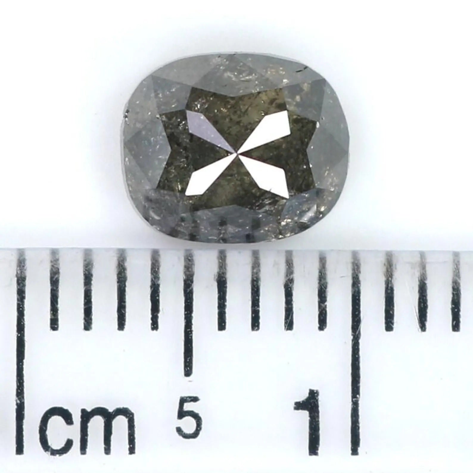 1.36 CT Natural Loose Cushion Shape Diamond Salt And Pepper Cushion Diamond 7.00 MM Natural Black Grey Color Cushion Rose Cut Diamond NQ9535