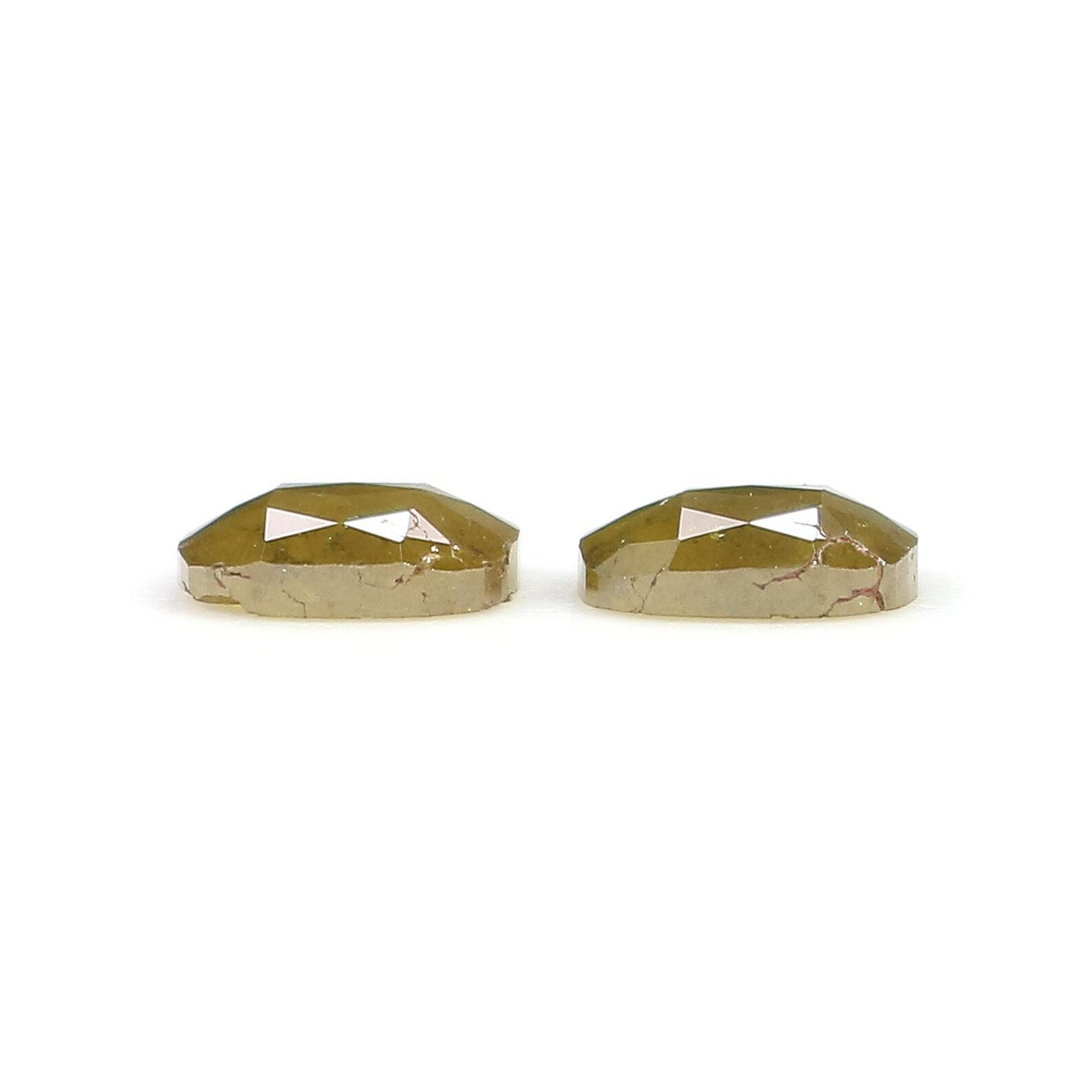 1.80 CT Natural Loose Oval Shape Pair Diamond Yellow Color Oval Cut Pair Diamond 6.70 MM Natural Loose Oval Pair Rose Cut Diamond NQ8231
